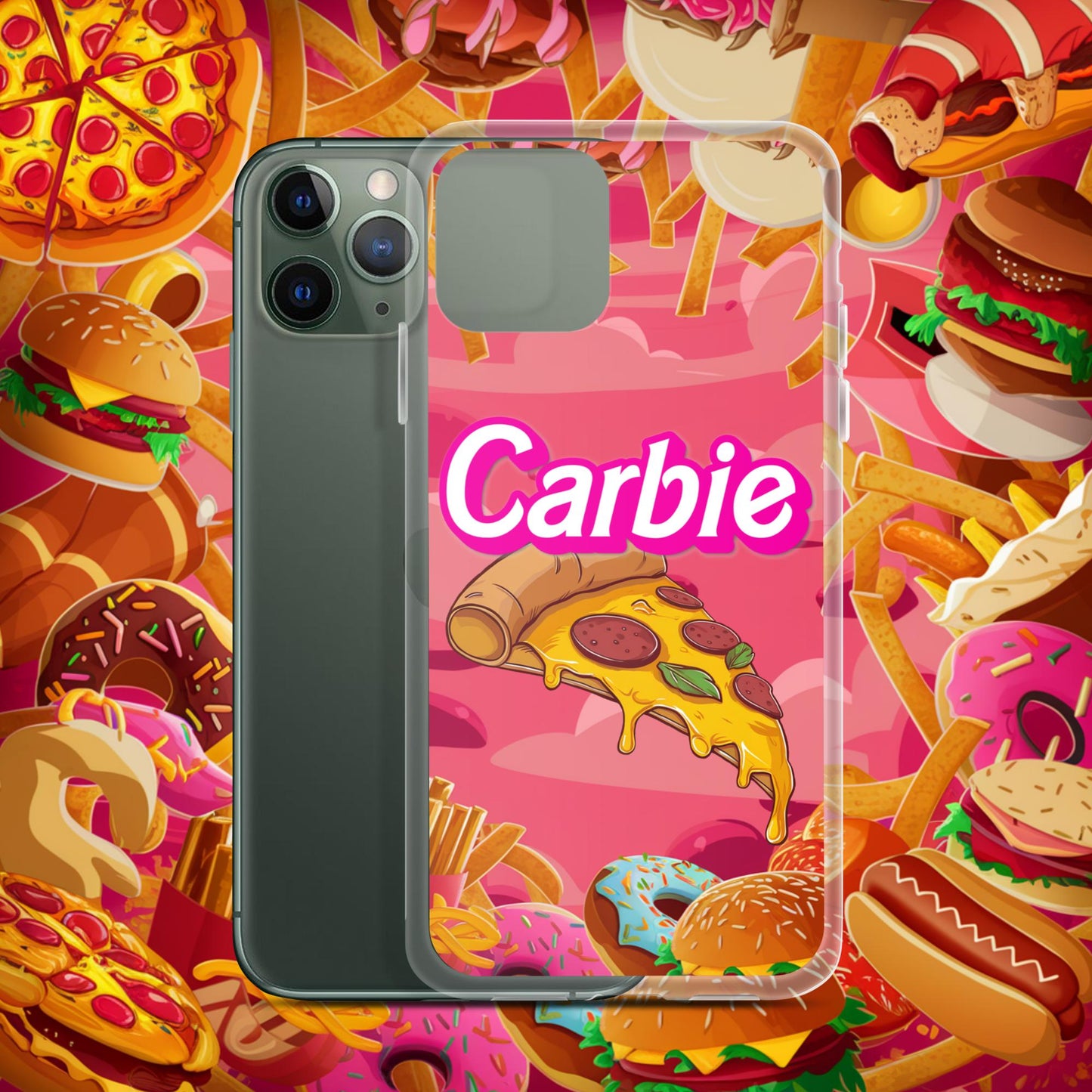 Carbie Barbie I Love Carbs I Love Pizza Clear Case for iPhone iPhone 11 Pro Mobile Phone Cases Barbie Carbie Fast Food Ken Movies Pizza Next Cult Brand