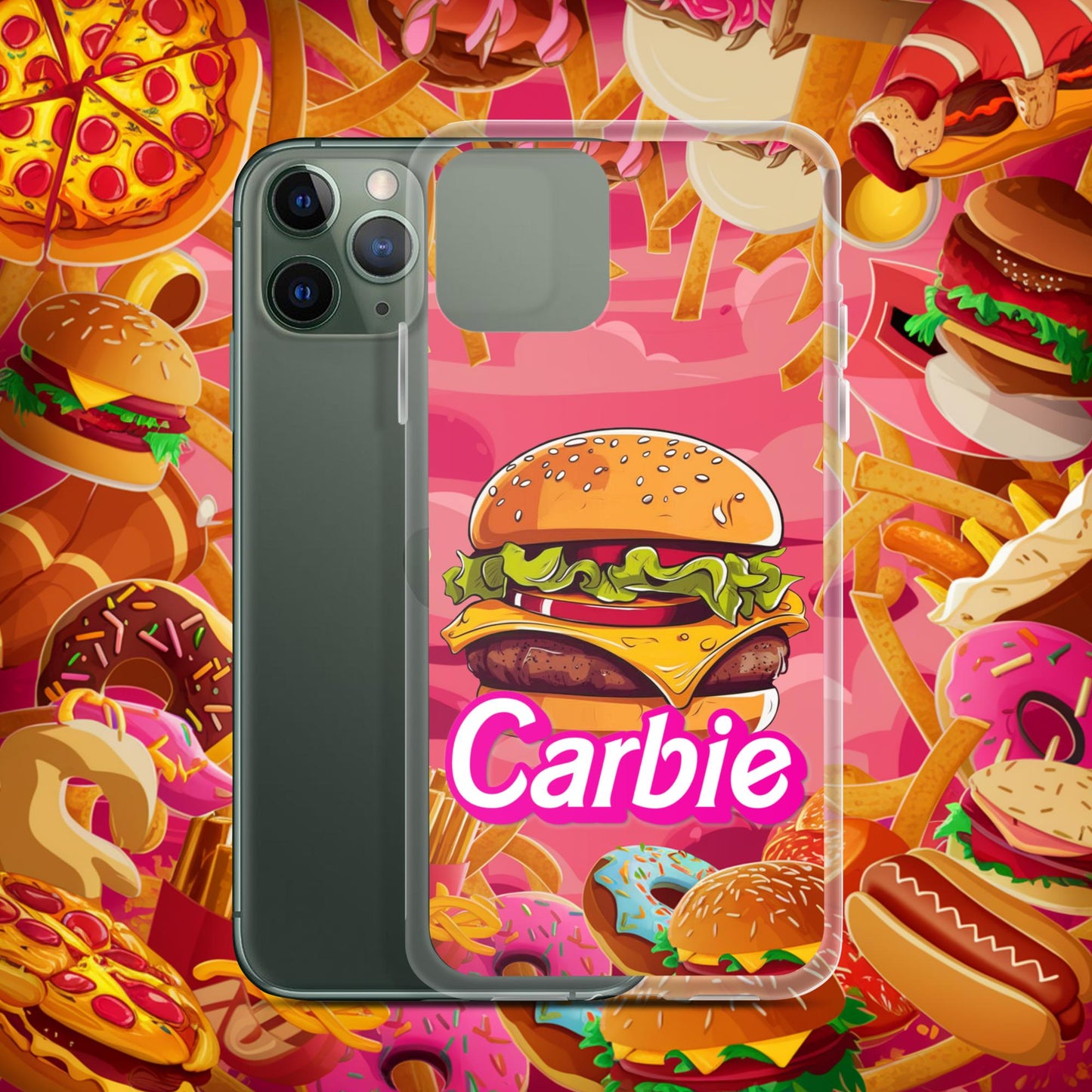 Carbie Barbie Cheeseburger Clear Case for iPhone iPhone 11 Pro Mobile Phone Cases Barbie Burgers Carbie Fast Food Movies Next Cult Brand