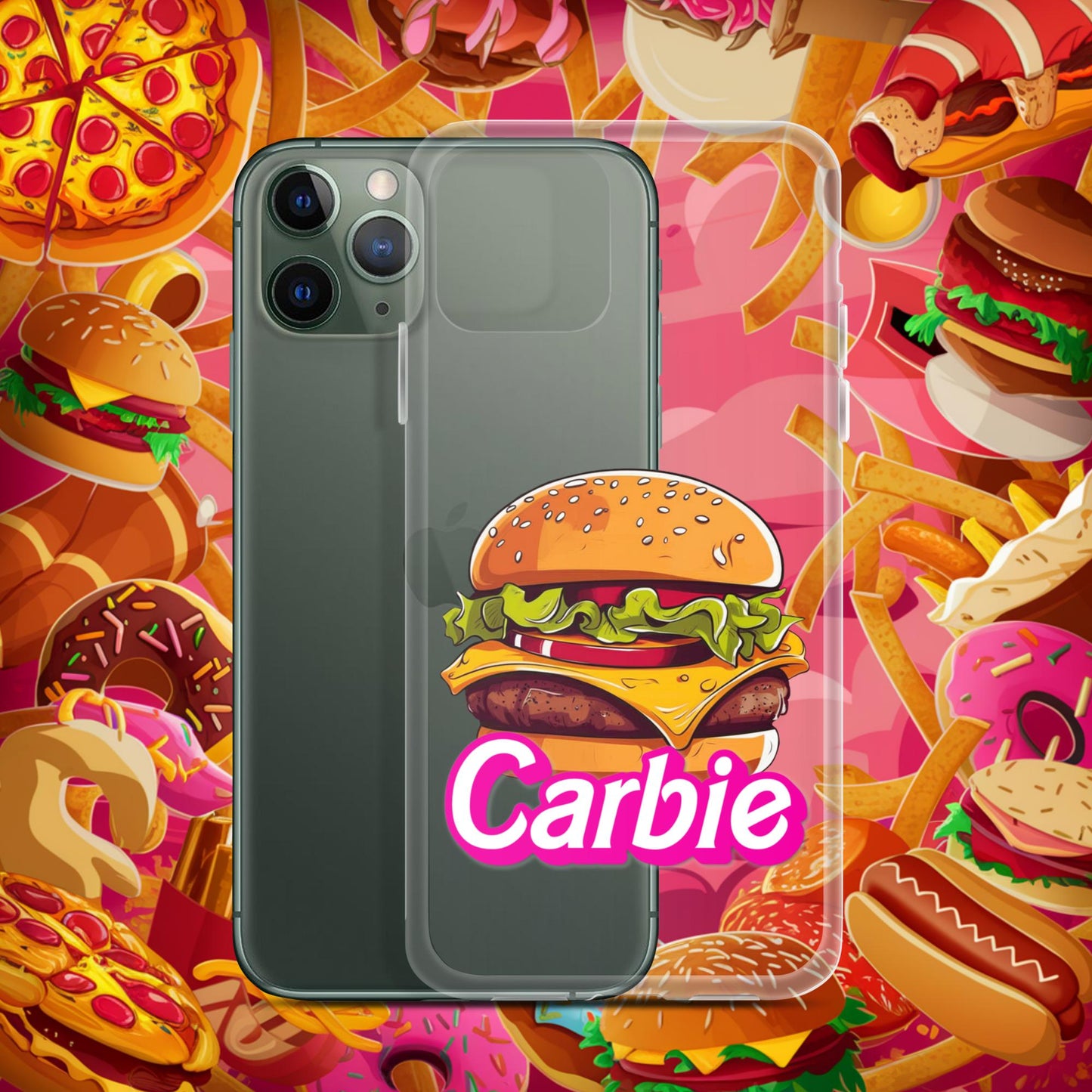 Carbie Barbie Cheeseburger Clear Case for iPhone iPhone 11 Pro Mobile Phone Cases Barbie Burgers Carbie Fast Food Movies Next Cult Brand