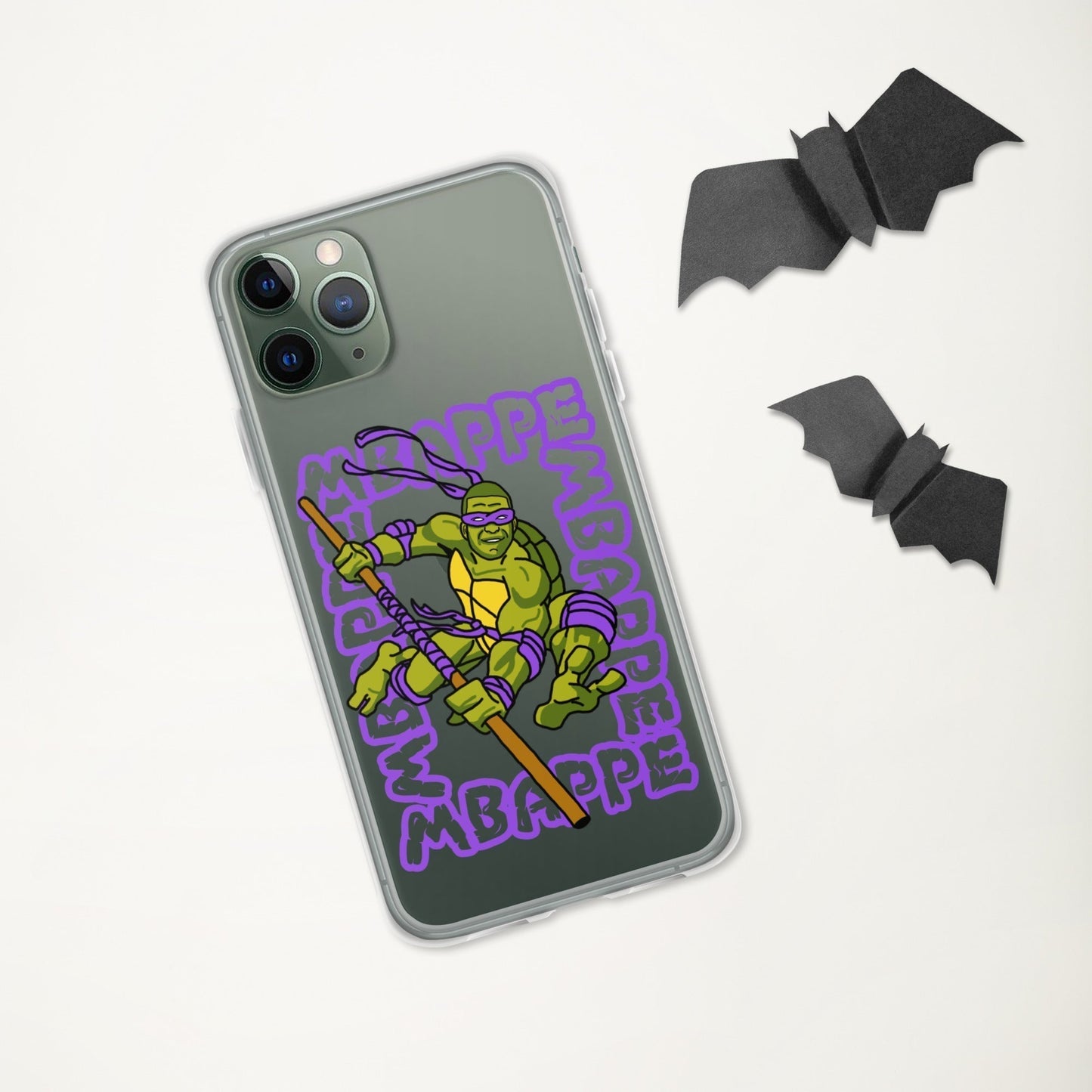 Kylian Mbappe Purple Ninja Turtle Donatello Clear Case for iPhone® Mobile Phone Cases Football Kylian Mbappe Ninja Turtles PSG Real Madrid Next Cult Brand