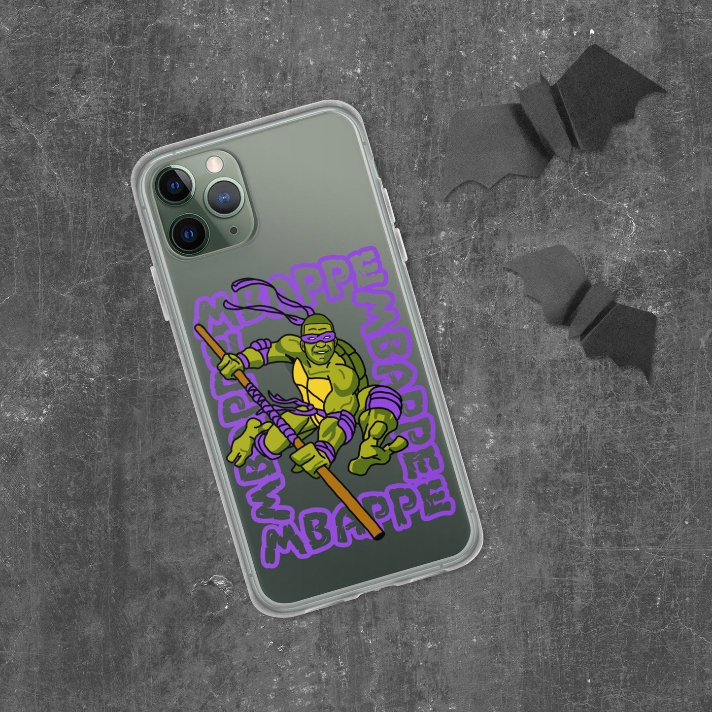 Kylian Mbappe Purple Ninja Turtle Donatello Clear Case for iPhone® iPhone 11 Pro Mobile Phone Cases Football Kylian Mbappe Ninja Turtles PSG Real Madrid Next Cult Brand