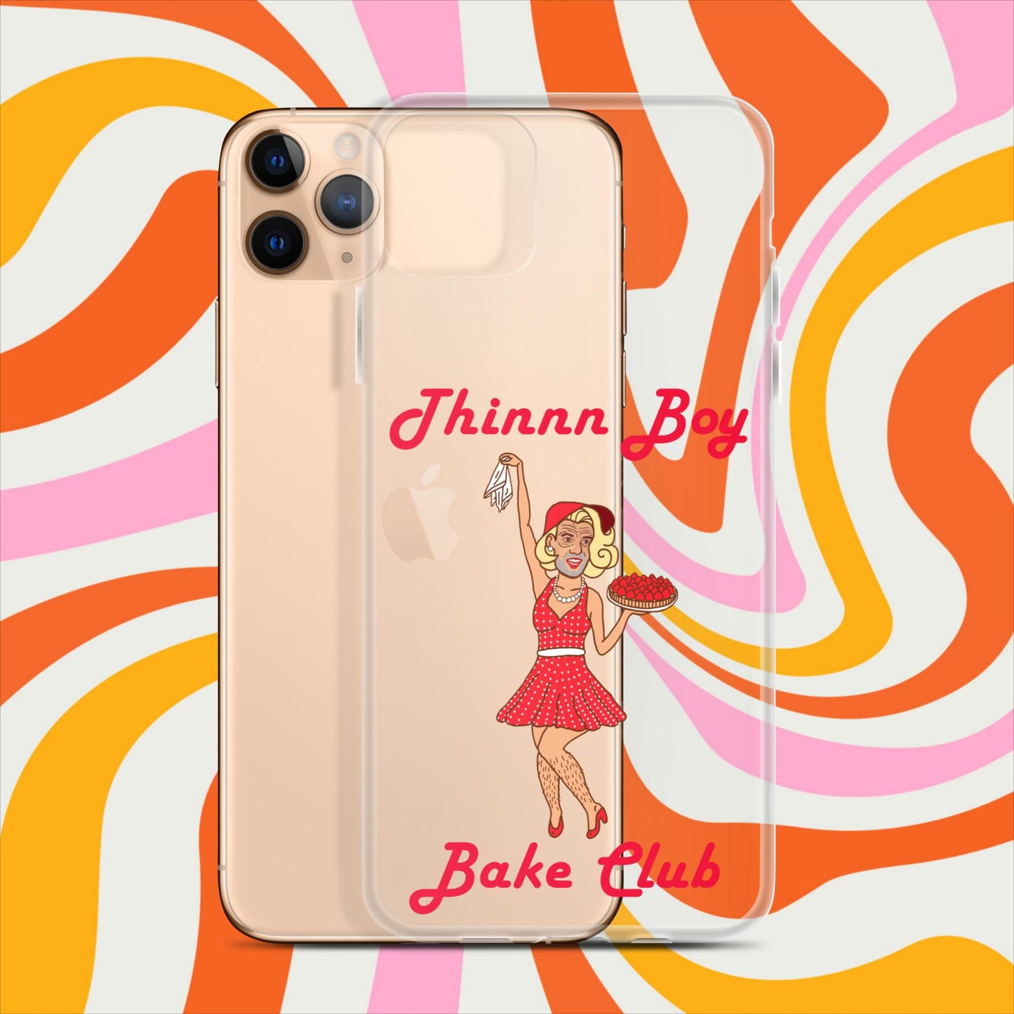 Thinnn Boy Bake Club The Fighter and The Kid TFATK Podcast Comedy 60s retro housewife Bryan Callen Clear Case for iPhone iPhone 11 Pro Max Mobile Phone Cases Bryan Callen Podcasts Stand-up Comedy The Fighter and The Kid (TFATK) Thinnn Boy Bake Club Next Cult Brand