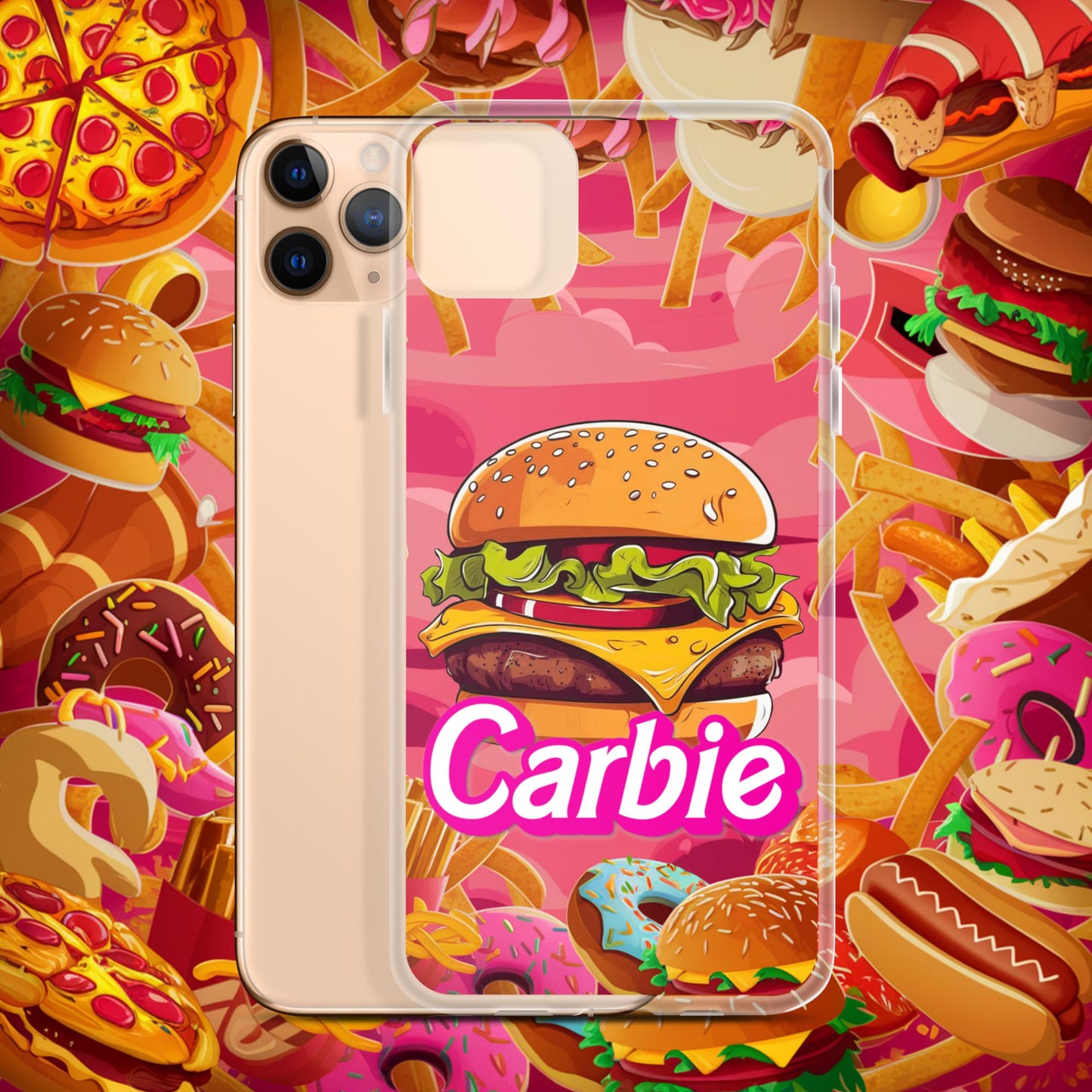 Carbie Barbie Cheeseburger Clear Case for iPhone iPhone 11 Pro Max Mobile Phone Cases Barbie Burgers Carbie Fast Food Movies Next Cult Brand