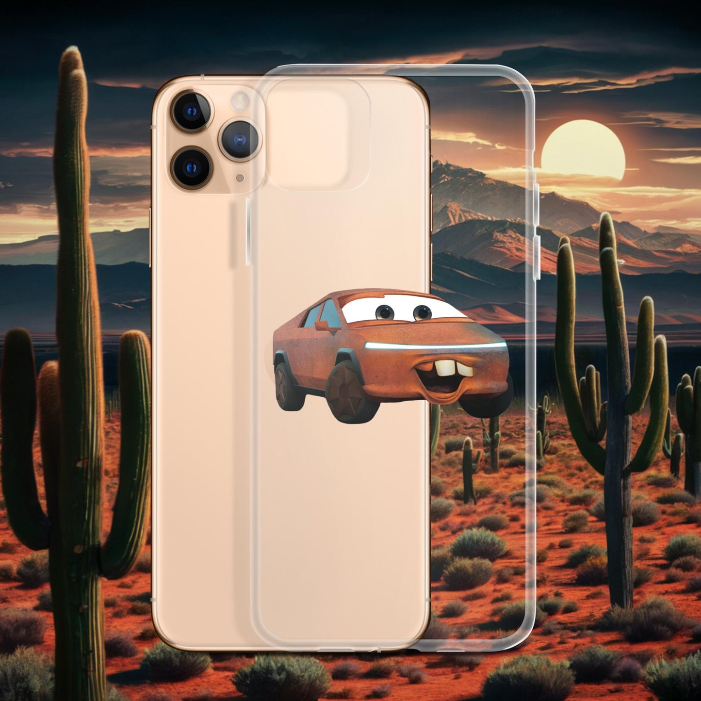 Rusty Tesla Cybertruck Elon Musk Cars Movie Tow Mater Clear Case for iPhone iPhone 11 Pro Max Mobile Phone Cases Cars Movie Celebrities Cybertruck Elon Musk Movies Tesla Next Cult Brand