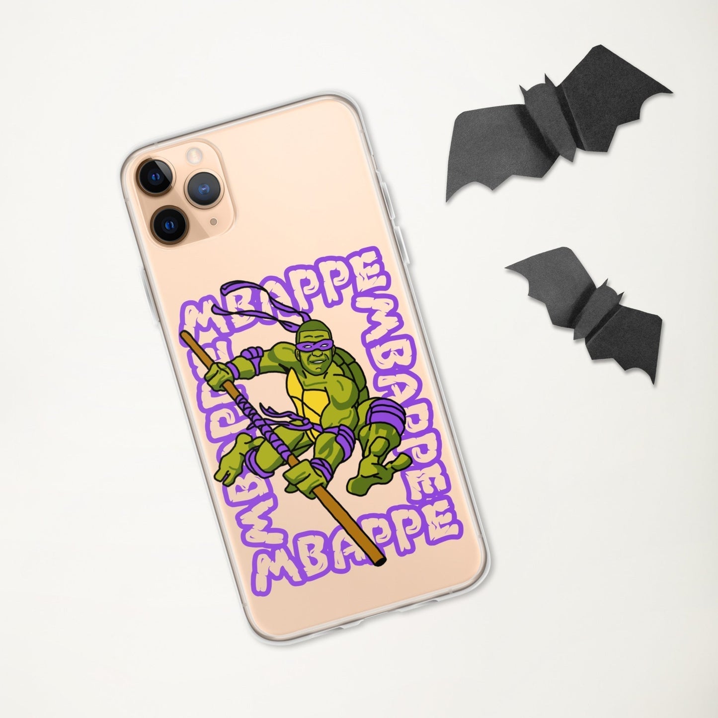Kylian Mbappe Purple Ninja Turtle Donatello Clear Case for iPhone® Mobile Phone Cases Football Kylian Mbappe Ninja Turtles PSG Real Madrid Next Cult Brand