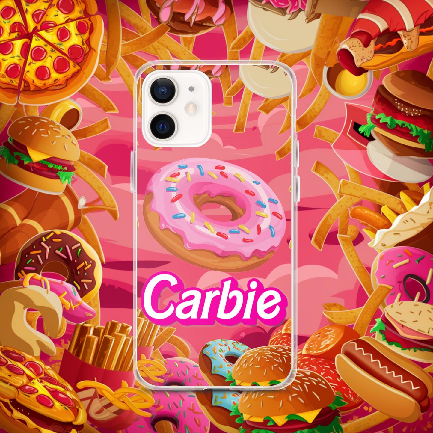 Carbie Barbie I Love Carbs I Love Donuts Clear Case for iPhone iPhone 12 Mobile Phone Cases Barbie Carbie Donuts Fast Food Ken Movies Next Cult Brand