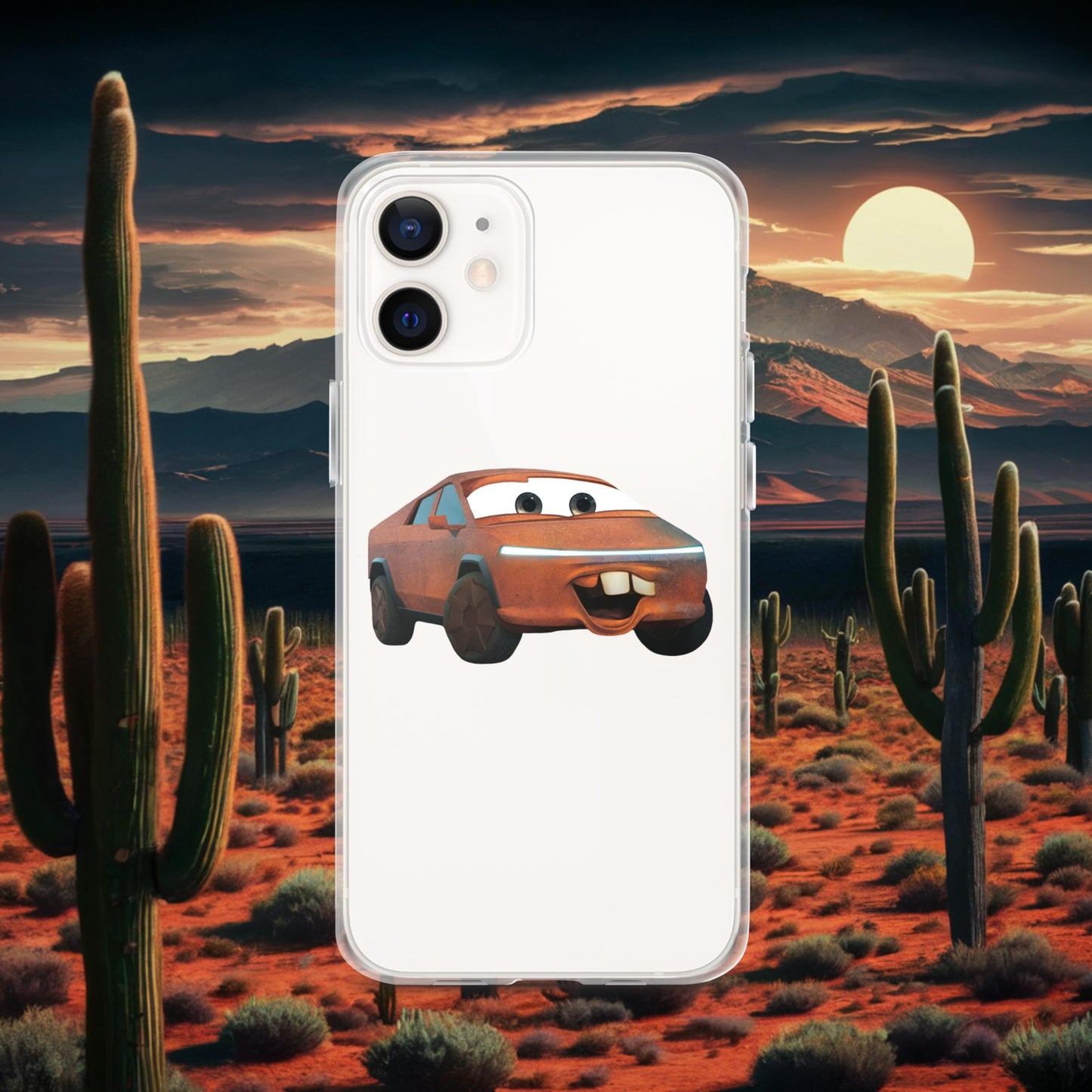 Rusty Tesla Cybertruck Elon Musk Cars Movie Tow Mater Clear Case for iPhone iPhone 12 Mobile Phone Cases Cars Movie Celebrities Cybertruck Elon Musk Movies Tesla Next Cult Brand