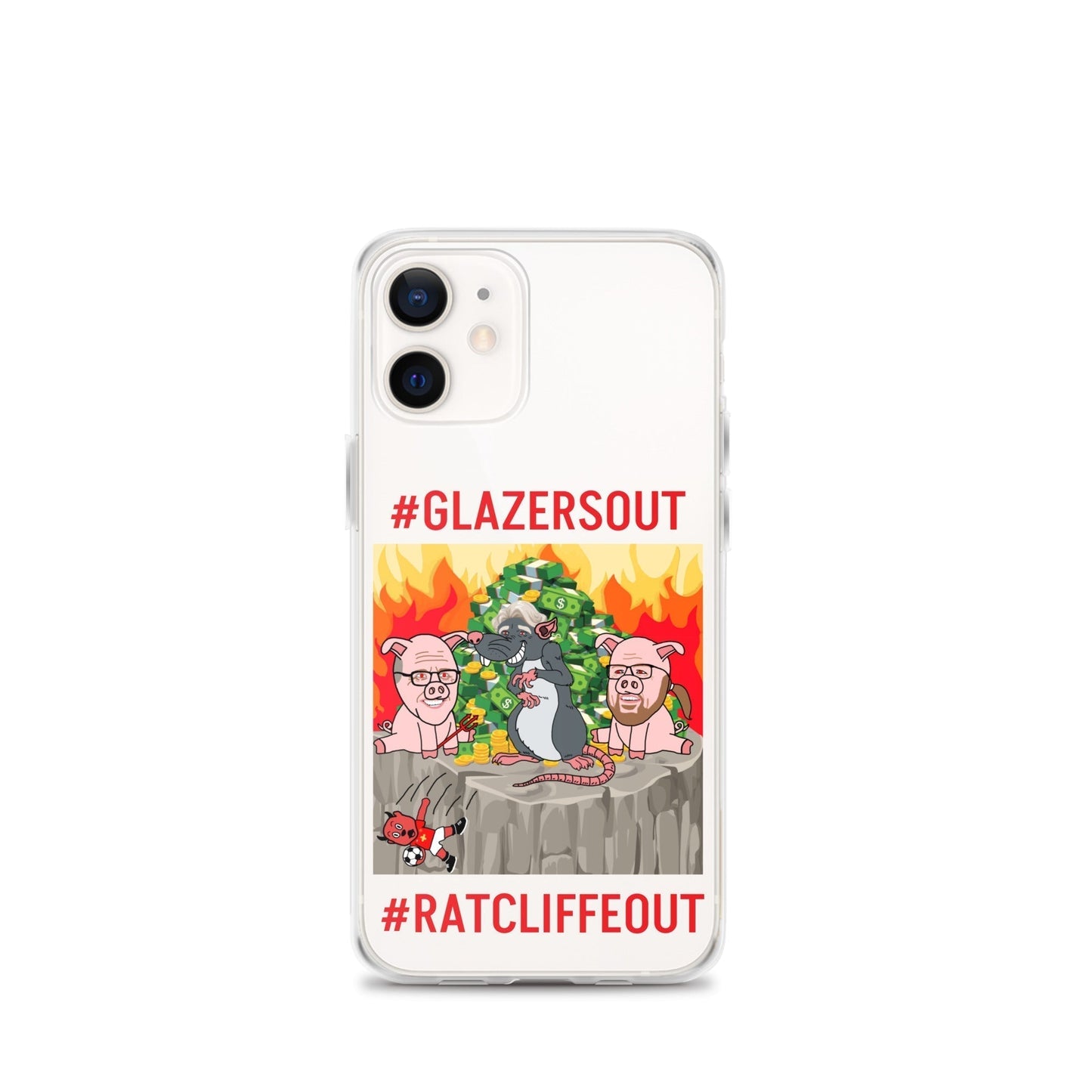 Manchester United Ratcliffe Out, Glazers Out Clear Case for iPhone® iPhone 12 mini Mobile Phone Cases Football GlazersOut Manchester United RatcliffeOut Next Cult Brand
