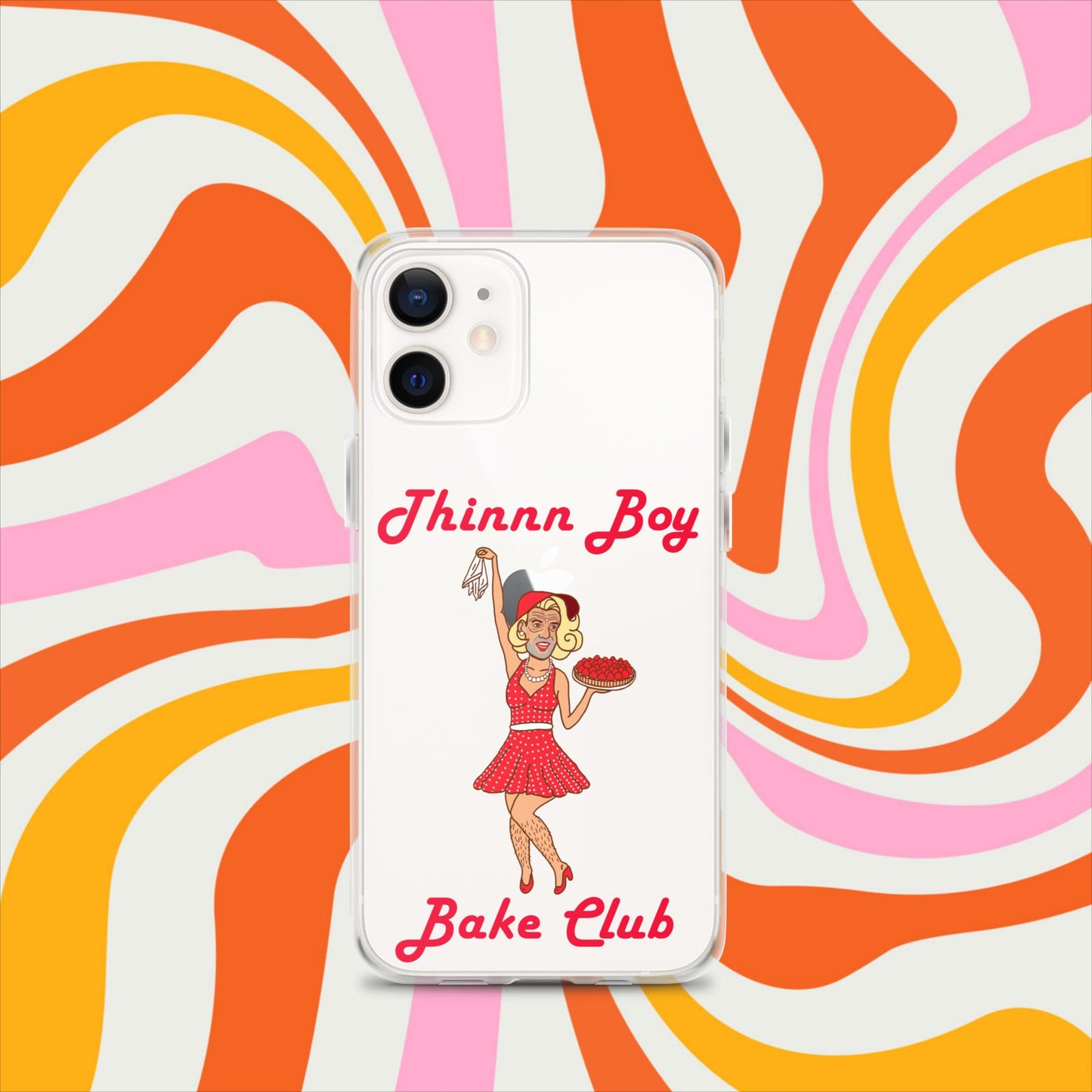 Thinnn Boy Bake Club The Fighter and The Kid TFATK Podcast Comedy 60s retro housewife Bryan Callen Clear Case for iPhone iPhone 12 mini Mobile Phone Cases Bryan Callen Podcasts Stand-up Comedy The Fighter and The Kid (TFATK) Thinnn Boy Bake Club Next Cult Brand