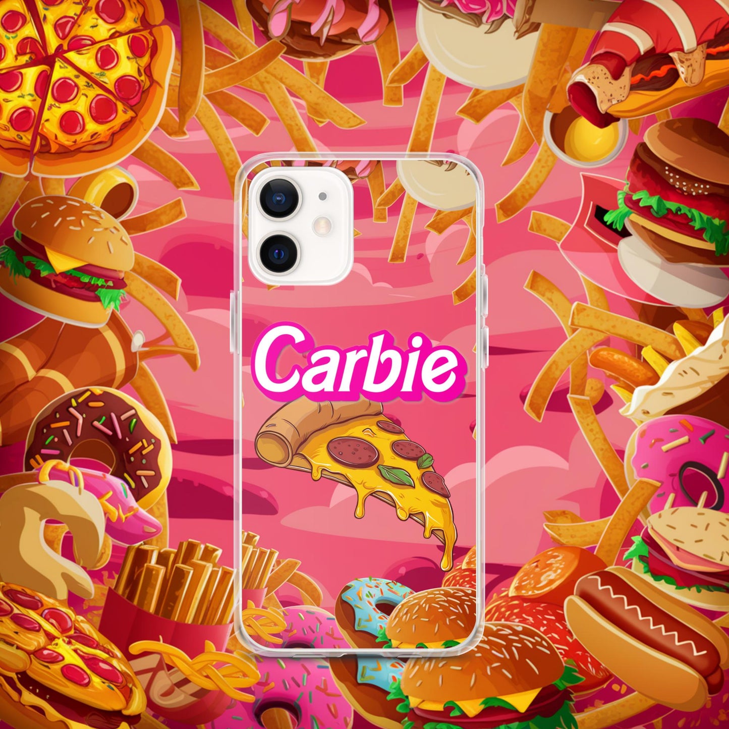 Carbie Barbie I Love Carbs I Love Pizza Clear Case for iPhone iPhone 12 mini Mobile Phone Cases Barbie Carbie Fast Food Ken Movies Pizza Next Cult Brand
