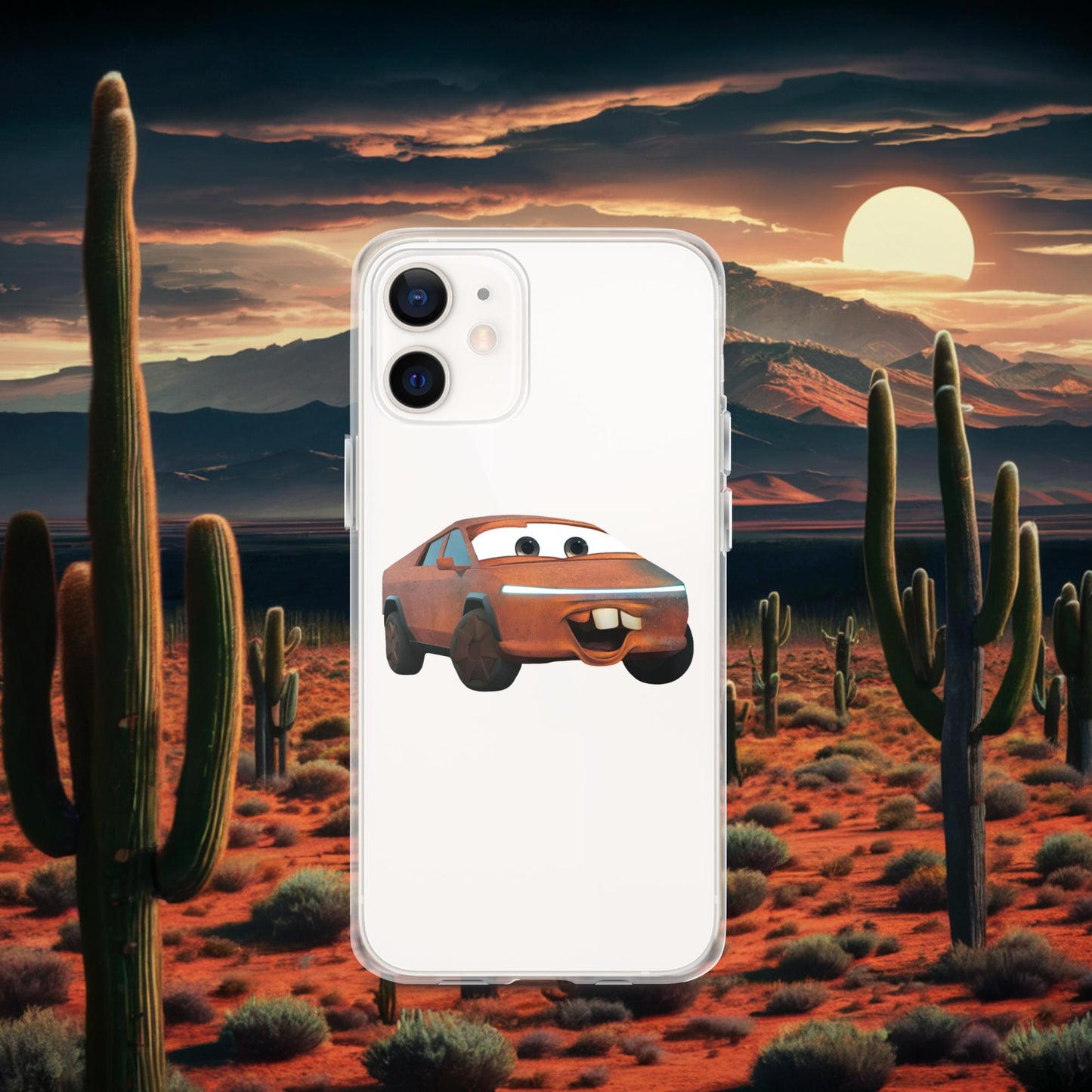 Rusty Tesla Cybertruck Elon Musk Cars Movie Tow Mater Clear Case for iPhone iPhone 12 mini Mobile Phone Cases Cars Movie Celebrities Cybertruck Elon Musk Movies Tesla Next Cult Brand