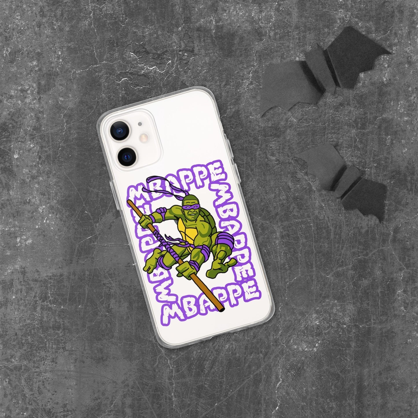 Kylian Mbappe Purple Ninja Turtle Donatello Clear Case for iPhone® iPhone 12 mini Mobile Phone Cases Football Kylian Mbappe Ninja Turtles PSG Real Madrid Next Cult Brand