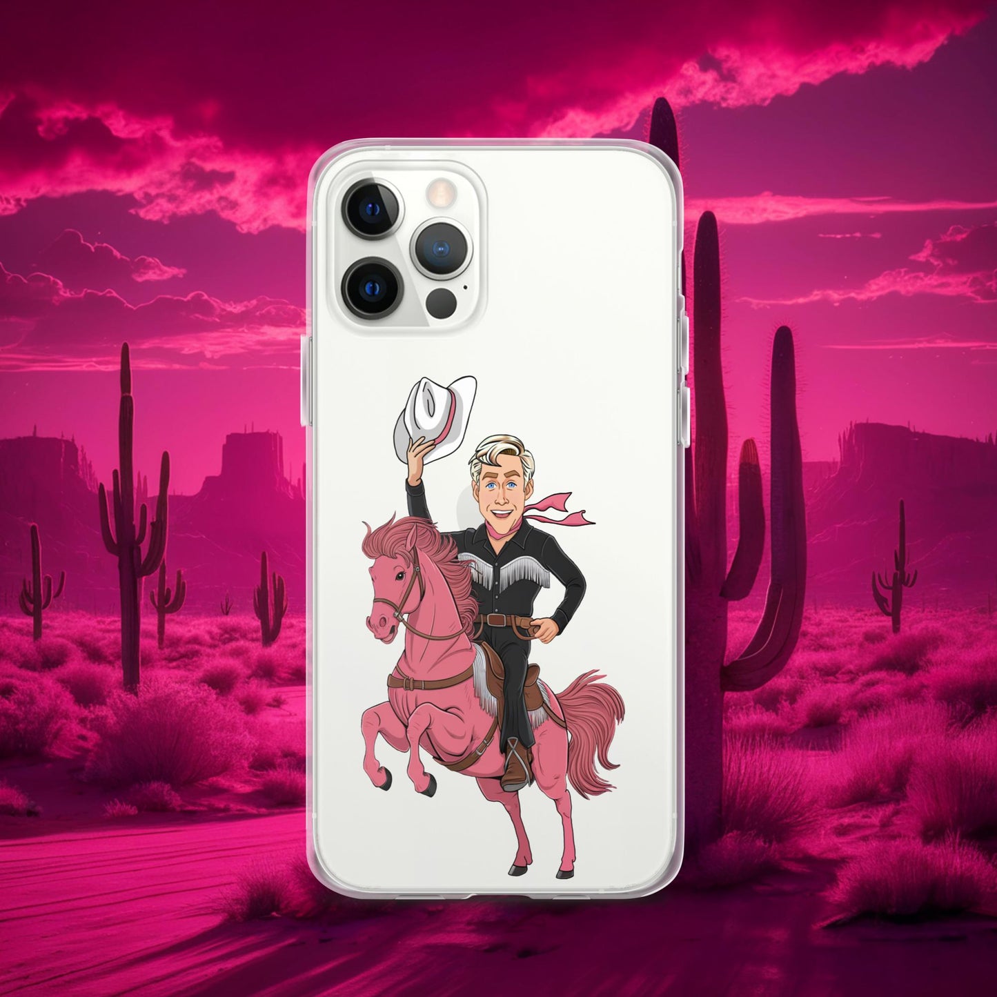 Ryan Gosling Ken Cowboy Horse Barbie Movie Clear Case for iPhone iPhone 12 Pro Mobile Phone Cases Barbie Celebrities Ken Movies Ryan Gosling Next Cult Brand