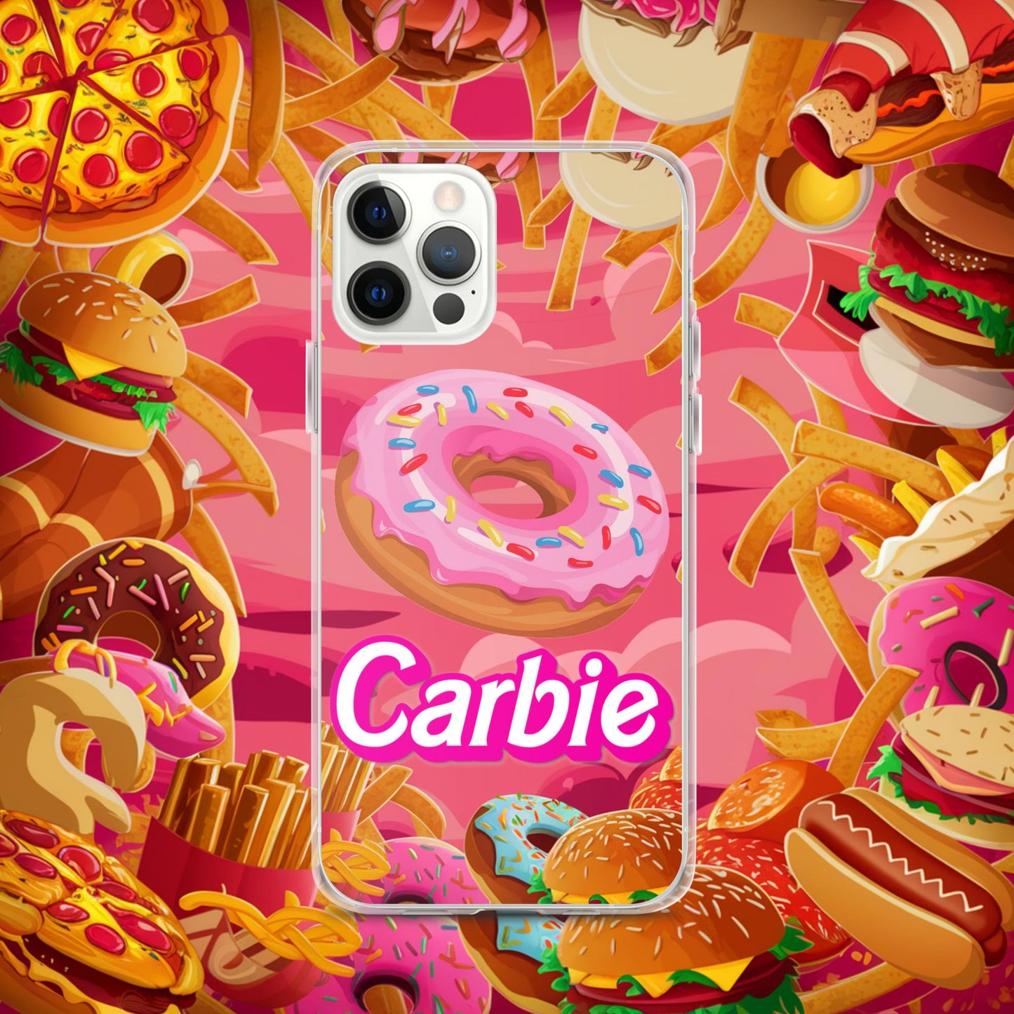 Carbie Barbie I Love Carbs I Love Donuts Clear Case for iPhone iPhone 12 Pro Mobile Phone Cases Barbie Carbie Donuts Fast Food Ken Movies Next Cult Brand