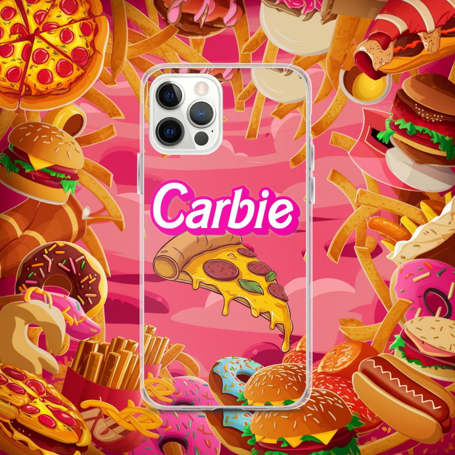 Carbie Barbie I Love Carbs I Love Pizza Clear Case for iPhone iPhone 12 Pro Mobile Phone Cases Barbie Carbie Fast Food Ken Movies Pizza Next Cult Brand