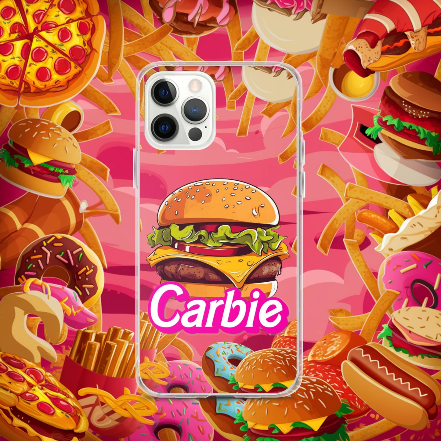 Carbie Barbie Cheeseburger Clear Case for iPhone iPhone 12 Pro Mobile Phone Cases Barbie Burgers Carbie Fast Food Movies Next Cult Brand