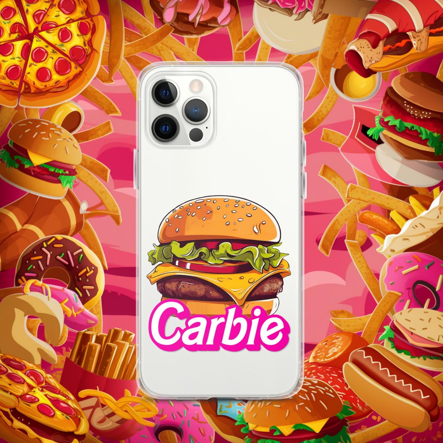 Carbie Barbie Cheeseburger Clear Case for iPhone iPhone 12 Pro Mobile Phone Cases Barbie Burgers Carbie Fast Food Movies Next Cult Brand