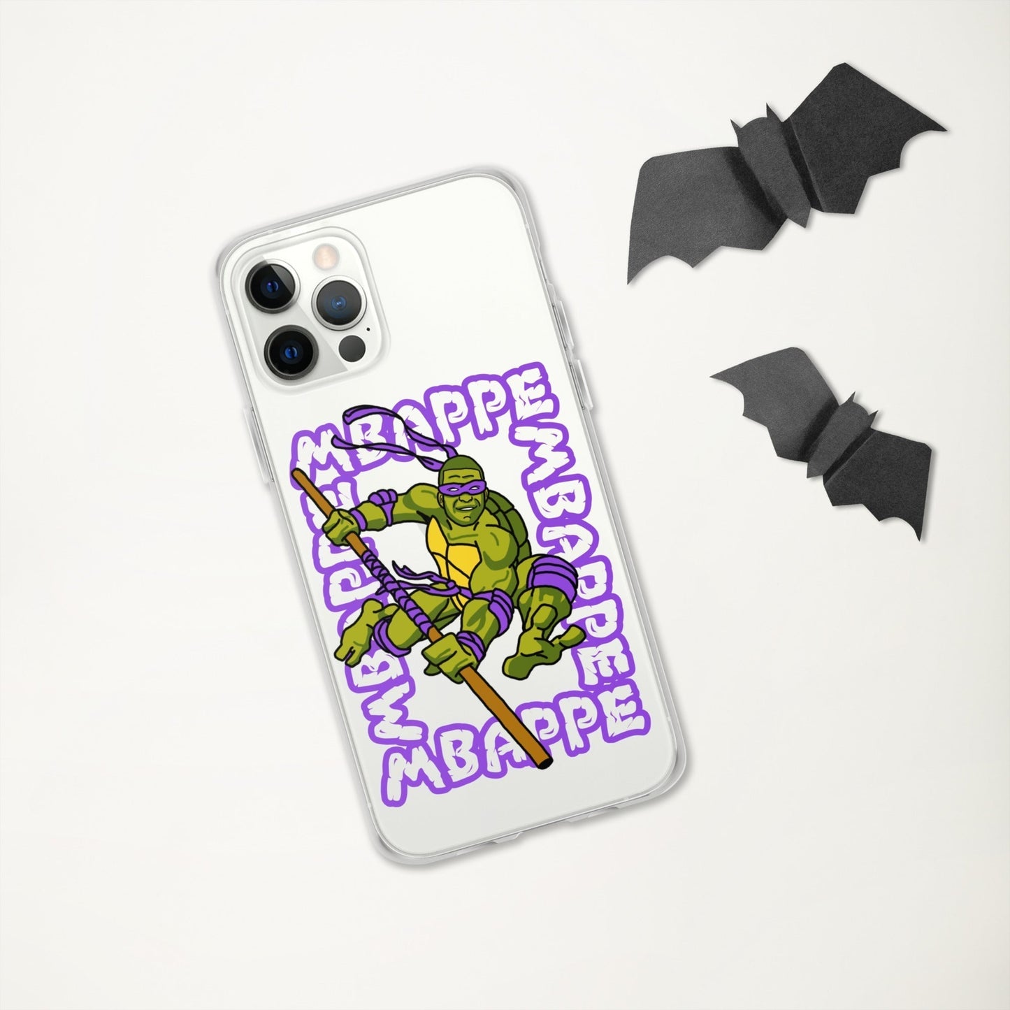 Kylian Mbappe Purple Ninja Turtle Donatello Clear Case for iPhone® Mobile Phone Cases Football Kylian Mbappe Ninja Turtles PSG Real Madrid Next Cult Brand