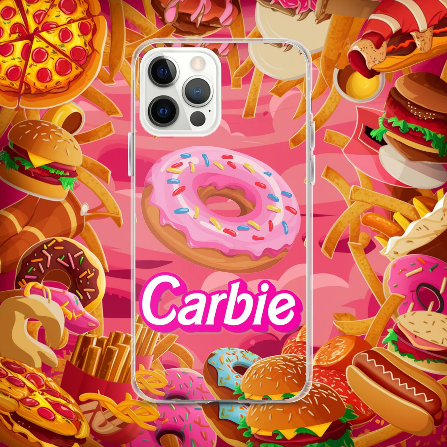Carbie Barbie I Love Carbs I Love Donuts Clear Case for iPhone iPhone 12 Pro Max Mobile Phone Cases Barbie Carbie Donuts Fast Food Ken Movies Next Cult Brand