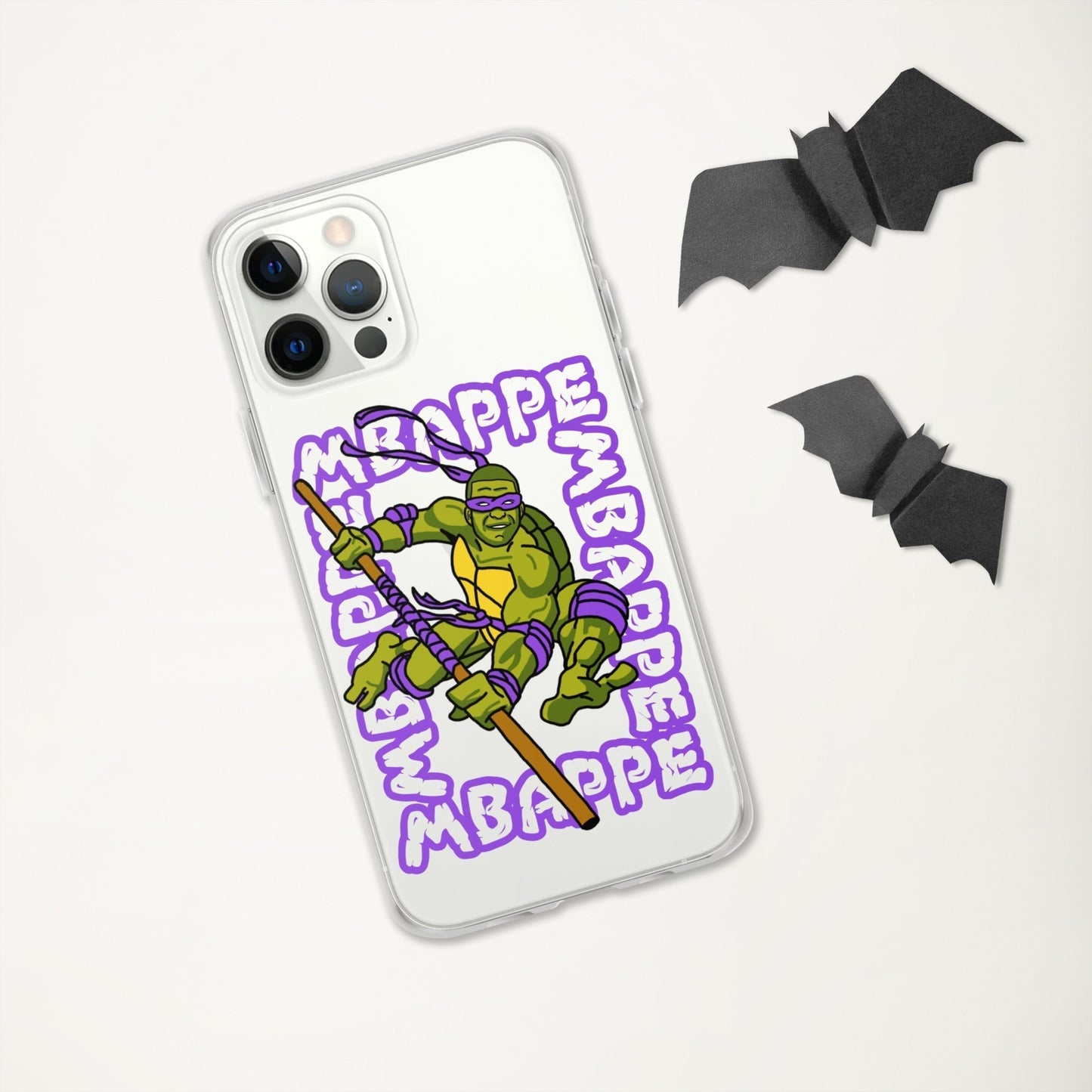 Kylian Mbappe Purple Ninja Turtle Donatello Clear Case for iPhone® Mobile Phone Cases Football Kylian Mbappe Ninja Turtles PSG Real Madrid Next Cult Brand