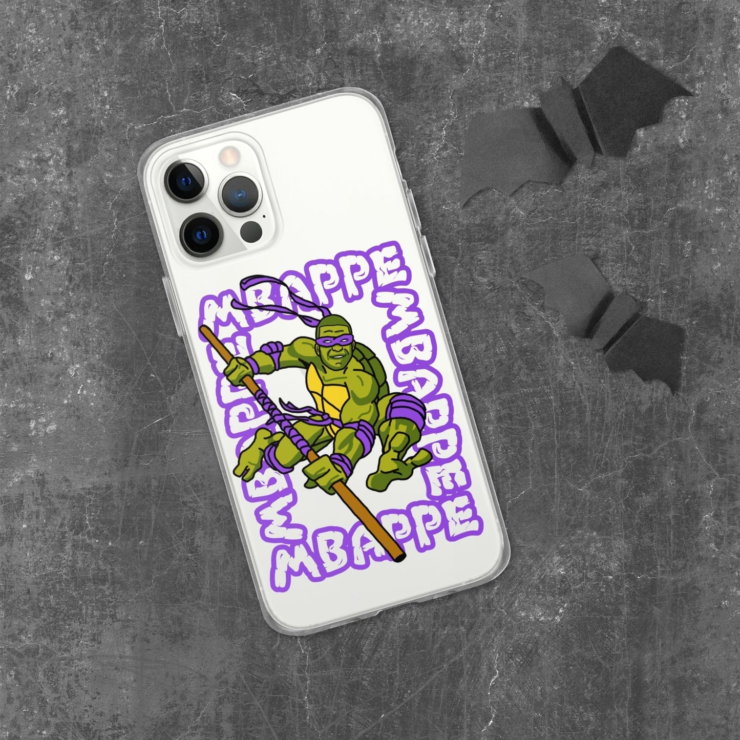 Kylian Mbappe Purple Ninja Turtle Donatello Clear Case for iPhone® iPhone 12 Pro Max Mobile Phone Cases Football Kylian Mbappe Ninja Turtles PSG Real Madrid Next Cult Brand
