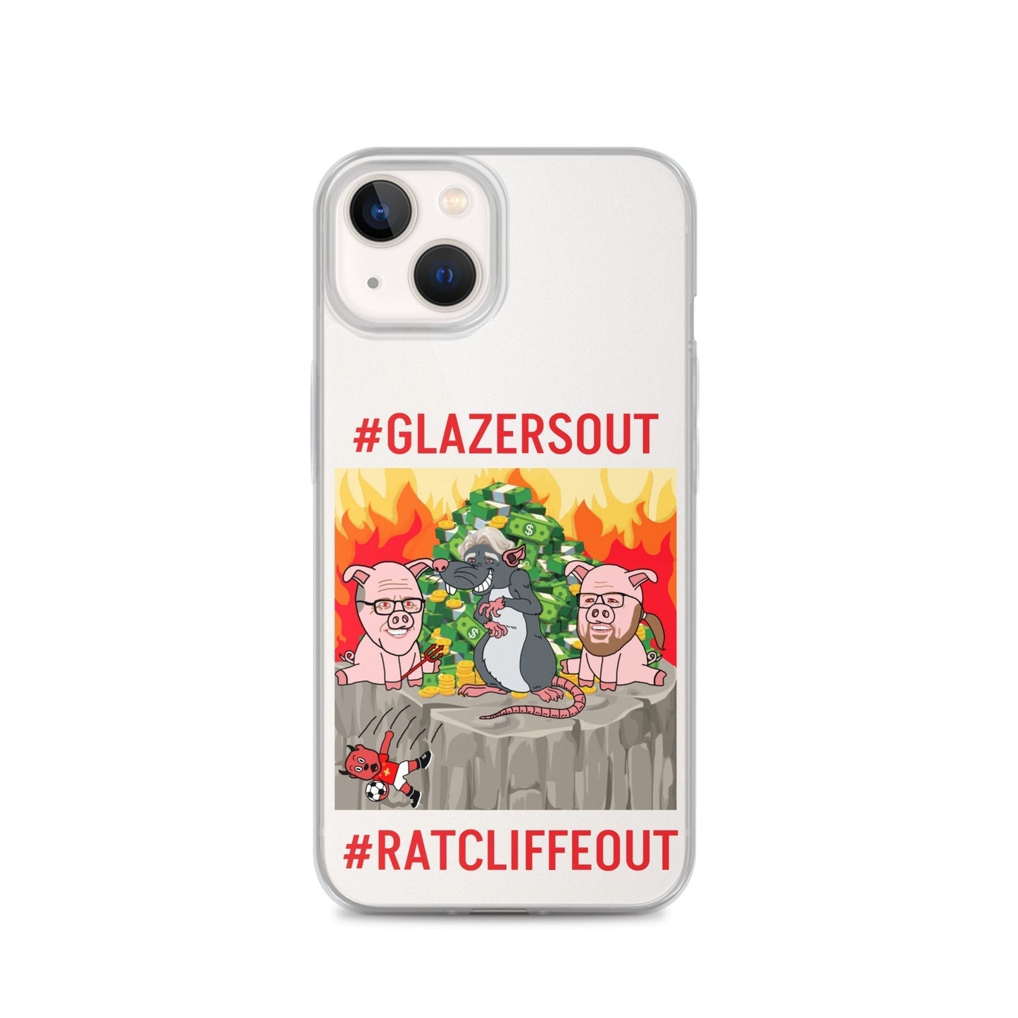 Manchester United Ratcliffe Out, Glazers Out Clear Case for iPhone® iPhone 13 Mobile Phone Cases Football GlazersOut Manchester United RatcliffeOut Next Cult Brand