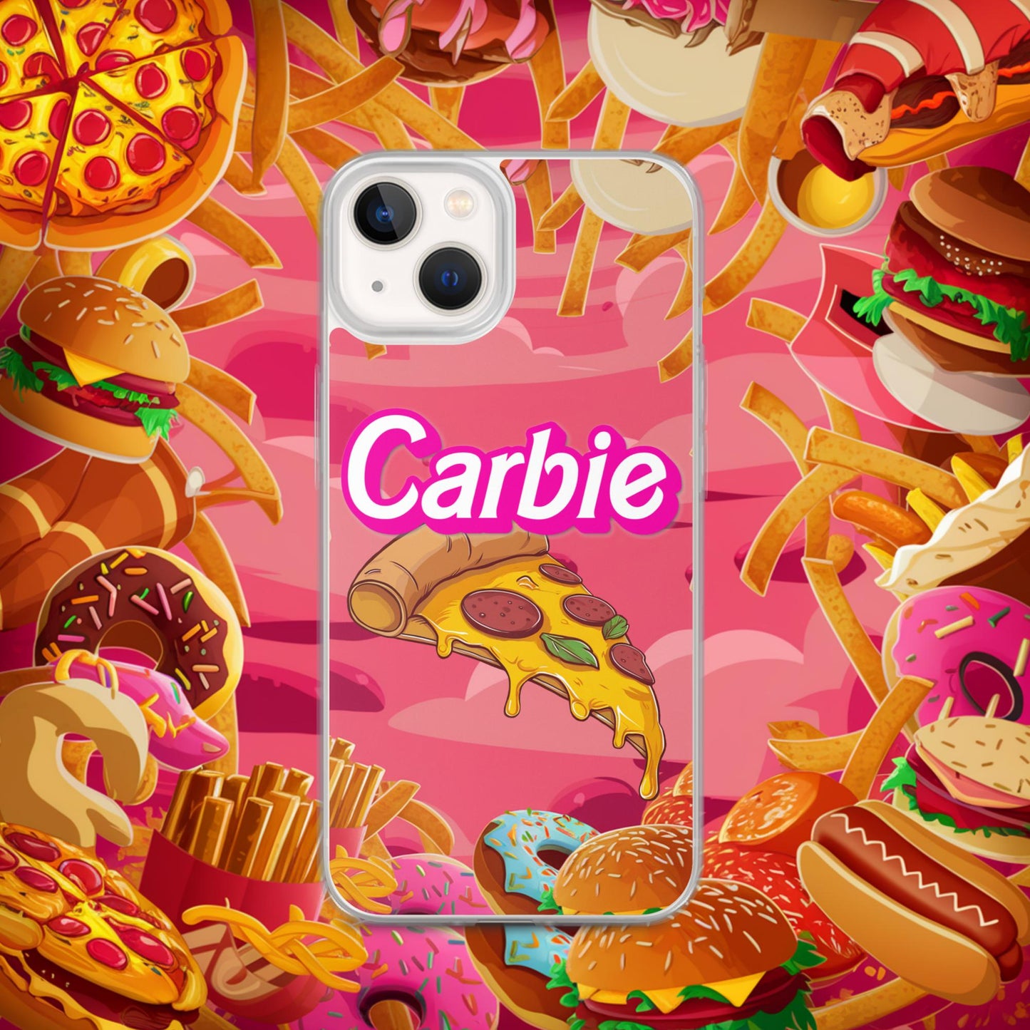 Carbie Barbie I Love Carbs I Love Pizza Clear Case for iPhone iPhone 13 Mobile Phone Cases Barbie Carbie Fast Food Ken Movies Pizza Next Cult Brand