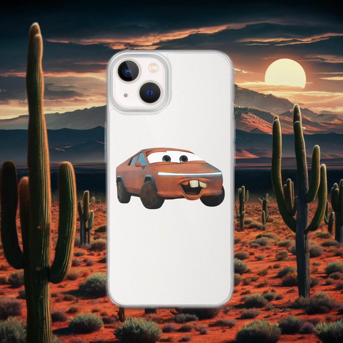 Rusty Tesla Cybertruck Elon Musk Cars Movie Tow Mater Clear Case for iPhone iPhone 13 Mobile Phone Cases Cars Movie Celebrities Cybertruck Elon Musk Movies Tesla Next Cult Brand