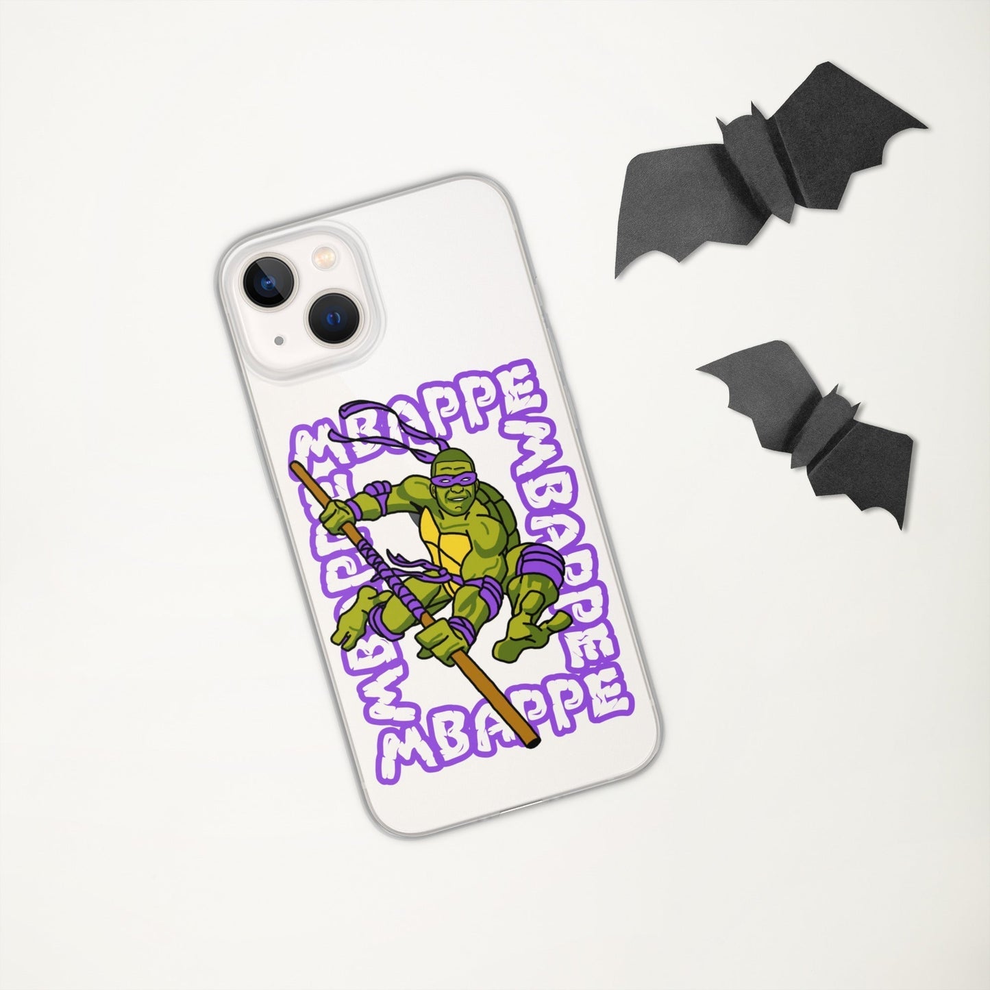 Kylian Mbappe Purple Ninja Turtle Donatello Clear Case for iPhone® Mobile Phone Cases Football Kylian Mbappe Ninja Turtles PSG Real Madrid Next Cult Brand