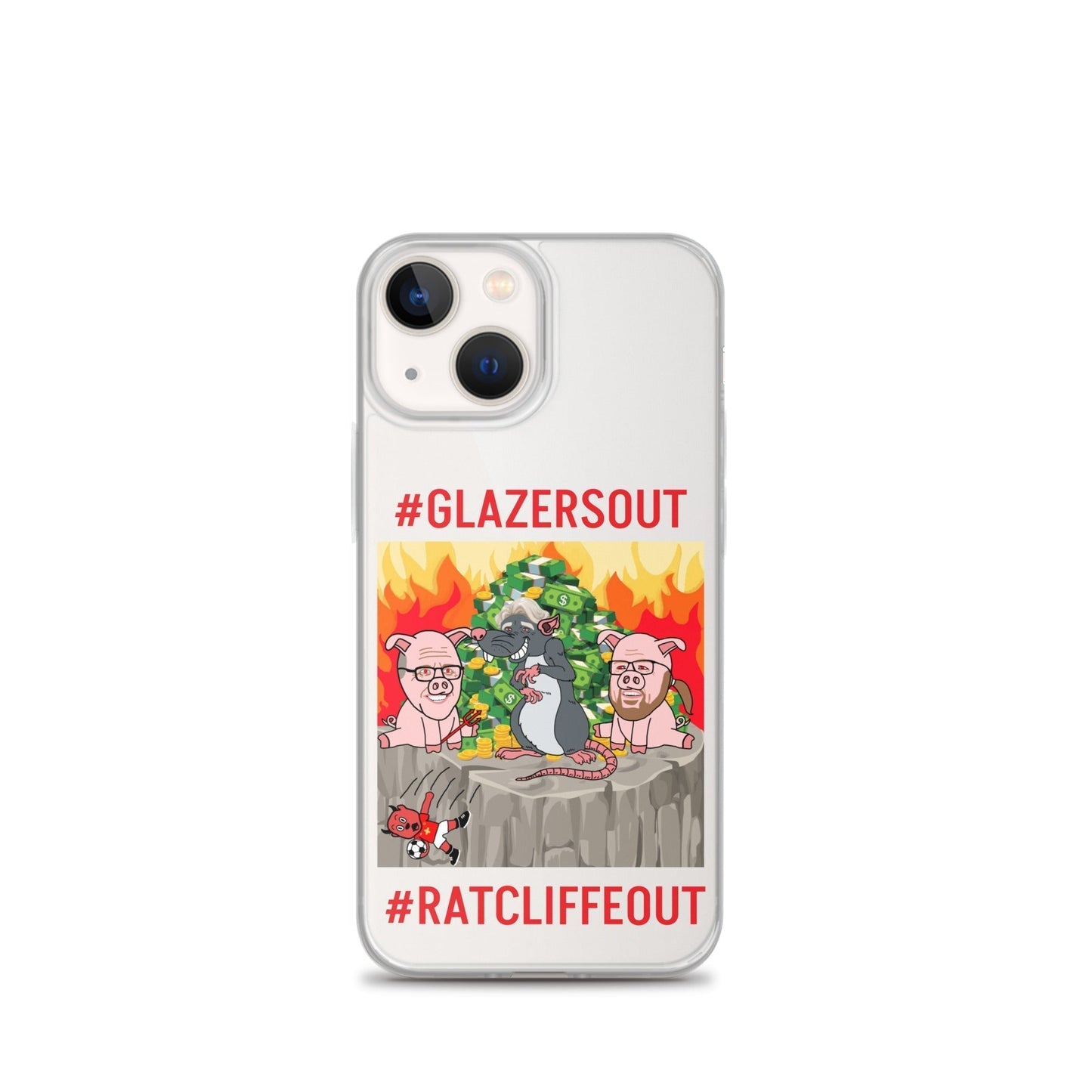 Manchester United Ratcliffe Out, Glazers Out Clear Case for iPhone® iPhone 13 mini Mobile Phone Cases Football GlazersOut Manchester United RatcliffeOut Next Cult Brand
