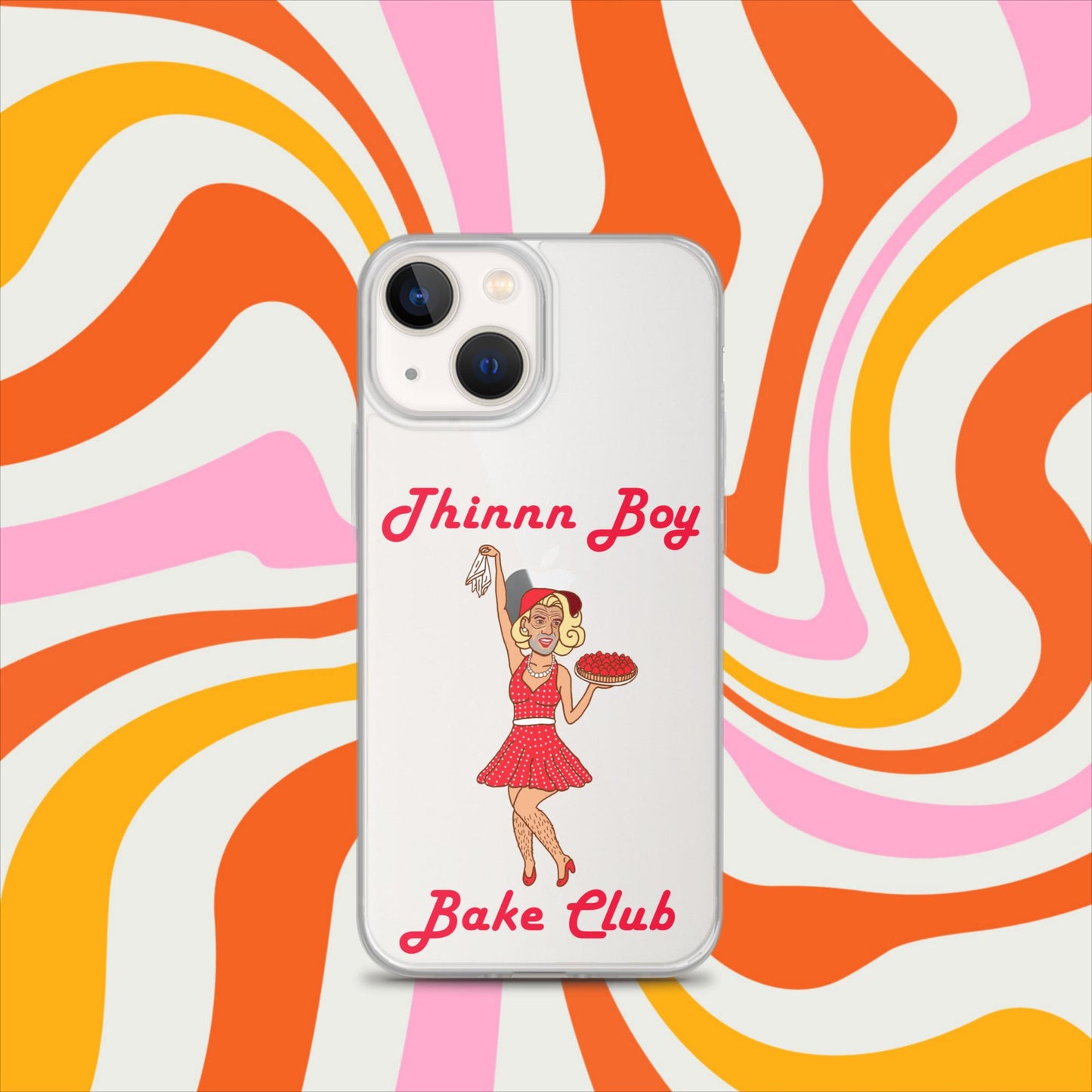 Thinnn Boy Bake Club The Fighter and The Kid TFATK Podcast Comedy 60s retro housewife Bryan Callen Clear Case for iPhone iPhone 13 mini Mobile Phone Cases Bryan Callen Podcasts Stand-up Comedy The Fighter and The Kid (TFATK) Thinnn Boy Bake Club Next Cult Brand