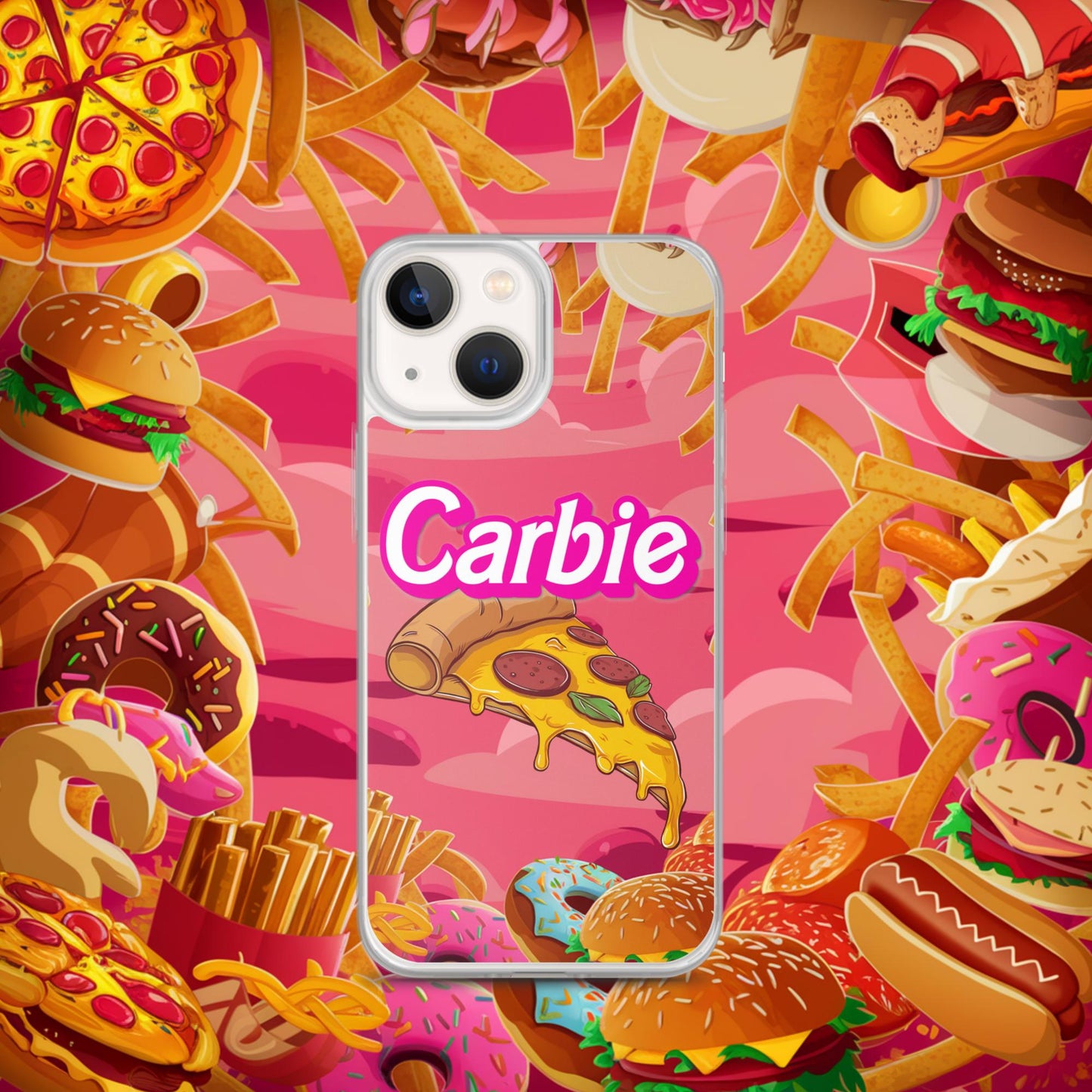 Carbie Barbie I Love Carbs I Love Pizza Clear Case for iPhone iPhone 13 mini Mobile Phone Cases Barbie Carbie Fast Food Ken Movies Pizza Next Cult Brand