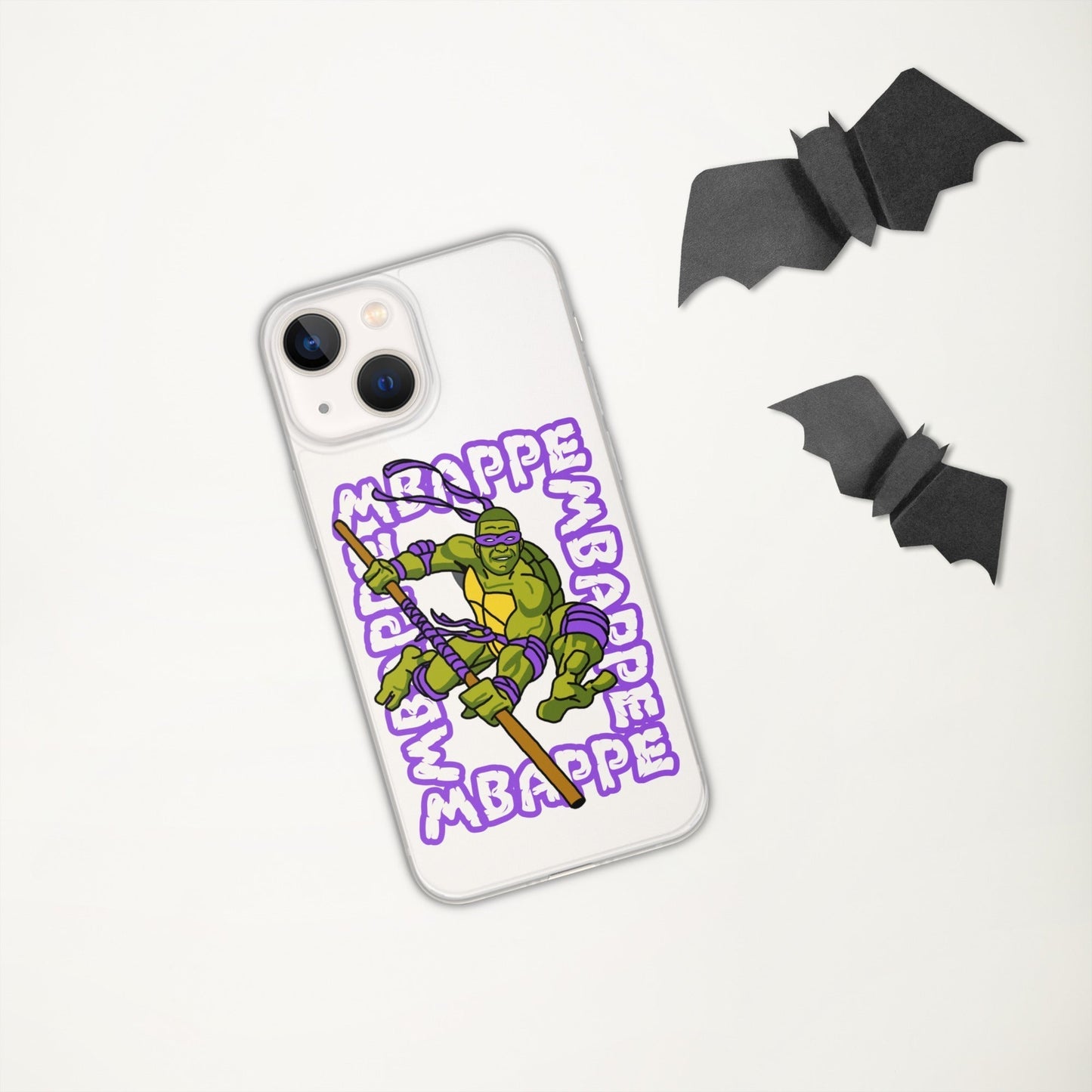 Kylian Mbappe Purple Ninja Turtle Donatello Clear Case for iPhone® Mobile Phone Cases Football Kylian Mbappe Ninja Turtles PSG Real Madrid Next Cult Brand