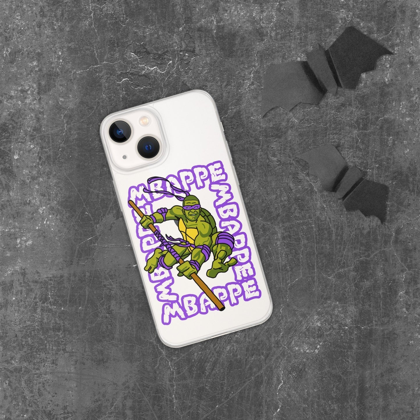 Kylian Mbappe Purple Ninja Turtle Donatello Clear Case for iPhone® iPhone 13 mini Mobile Phone Cases Football Kylian Mbappe Ninja Turtles PSG Real Madrid Next Cult Brand