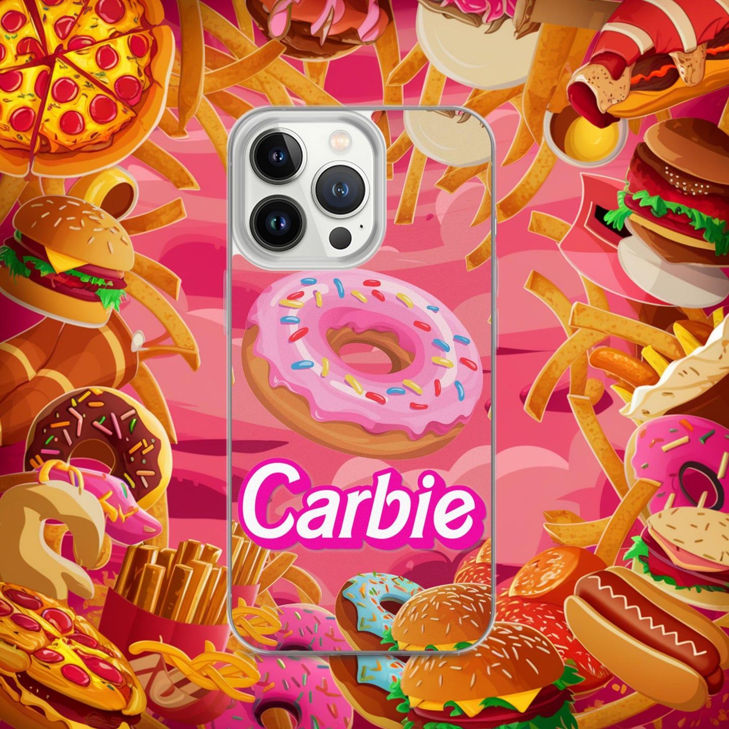 Carbie Barbie I Love Carbs I Love Donuts Clear Case for iPhone iPhone 13 Pro Mobile Phone Cases Barbie Carbie Donuts Fast Food Ken Movies Next Cult Brand