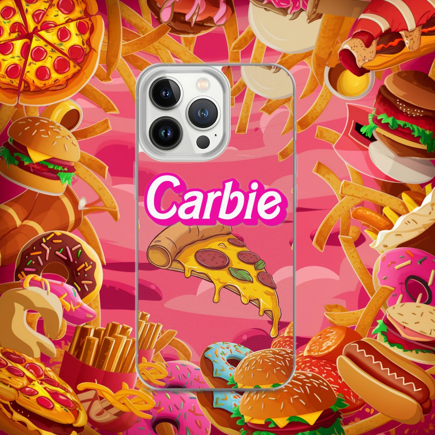 Carbie Barbie I Love Carbs I Love Pizza Clear Case for iPhone iPhone 13 Pro Mobile Phone Cases Barbie Carbie Fast Food Ken Movies Pizza Next Cult Brand