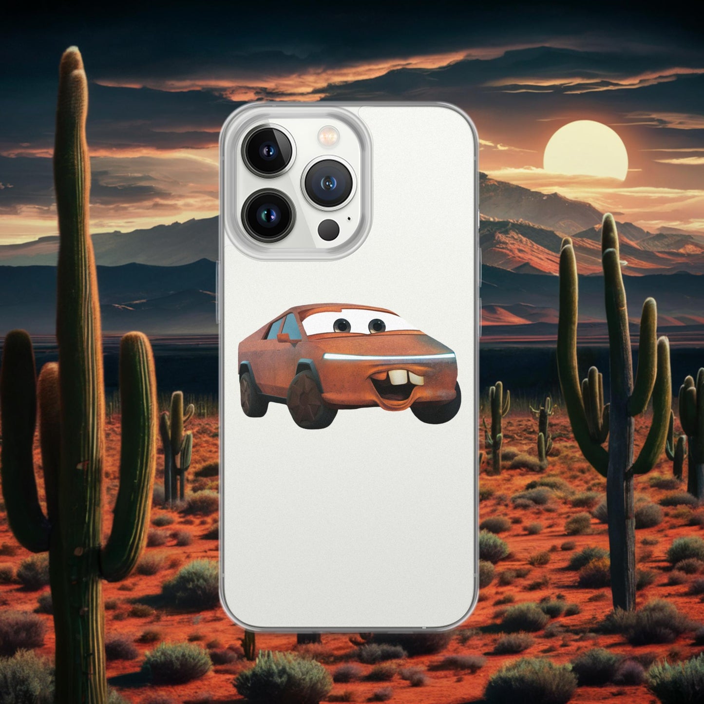 Rusty Tesla Cybertruck Elon Musk Cars Movie Tow Mater Clear Case for iPhone iPhone 13 Pro Mobile Phone Cases Cars Movie Celebrities Cybertruck Elon Musk Movies Tesla Next Cult Brand