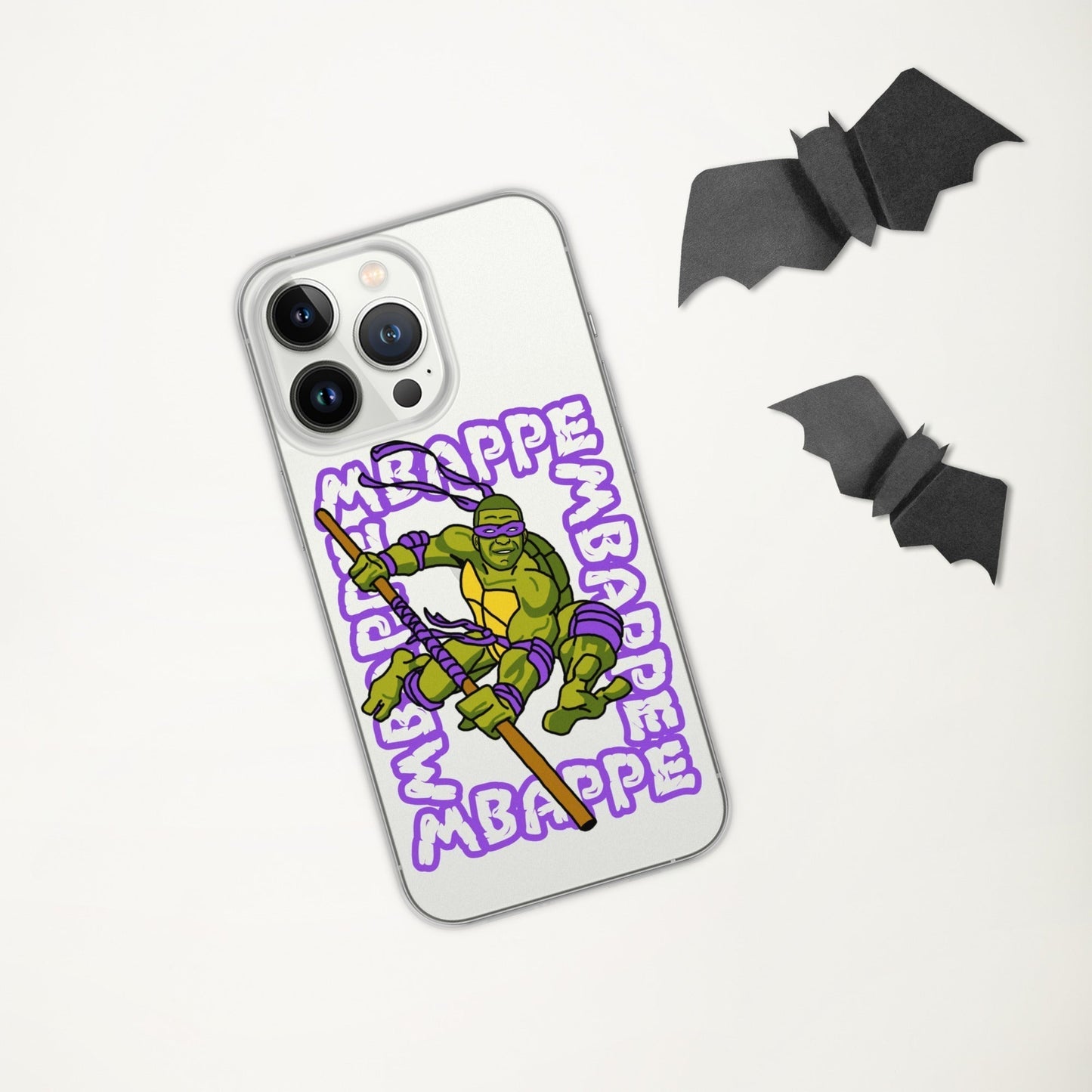 Kylian Mbappe Purple Ninja Turtle Donatello Clear Case for iPhone® Mobile Phone Cases Football Kylian Mbappe Ninja Turtles PSG Real Madrid Next Cult Brand