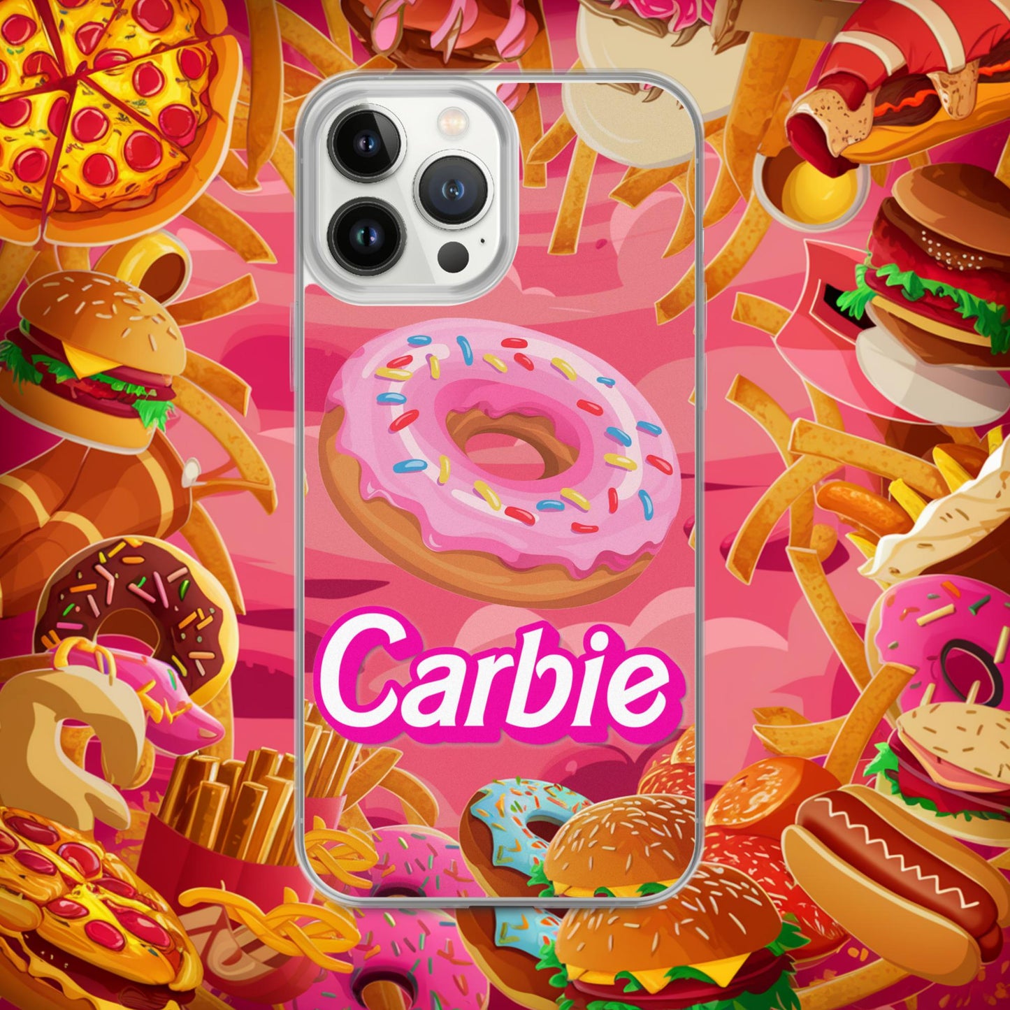 Carbie Barbie I Love Carbs I Love Donuts Clear Case for iPhone iPhone 13 Pro Max Mobile Phone Cases Barbie Carbie Donuts Fast Food Ken Movies Next Cult Brand