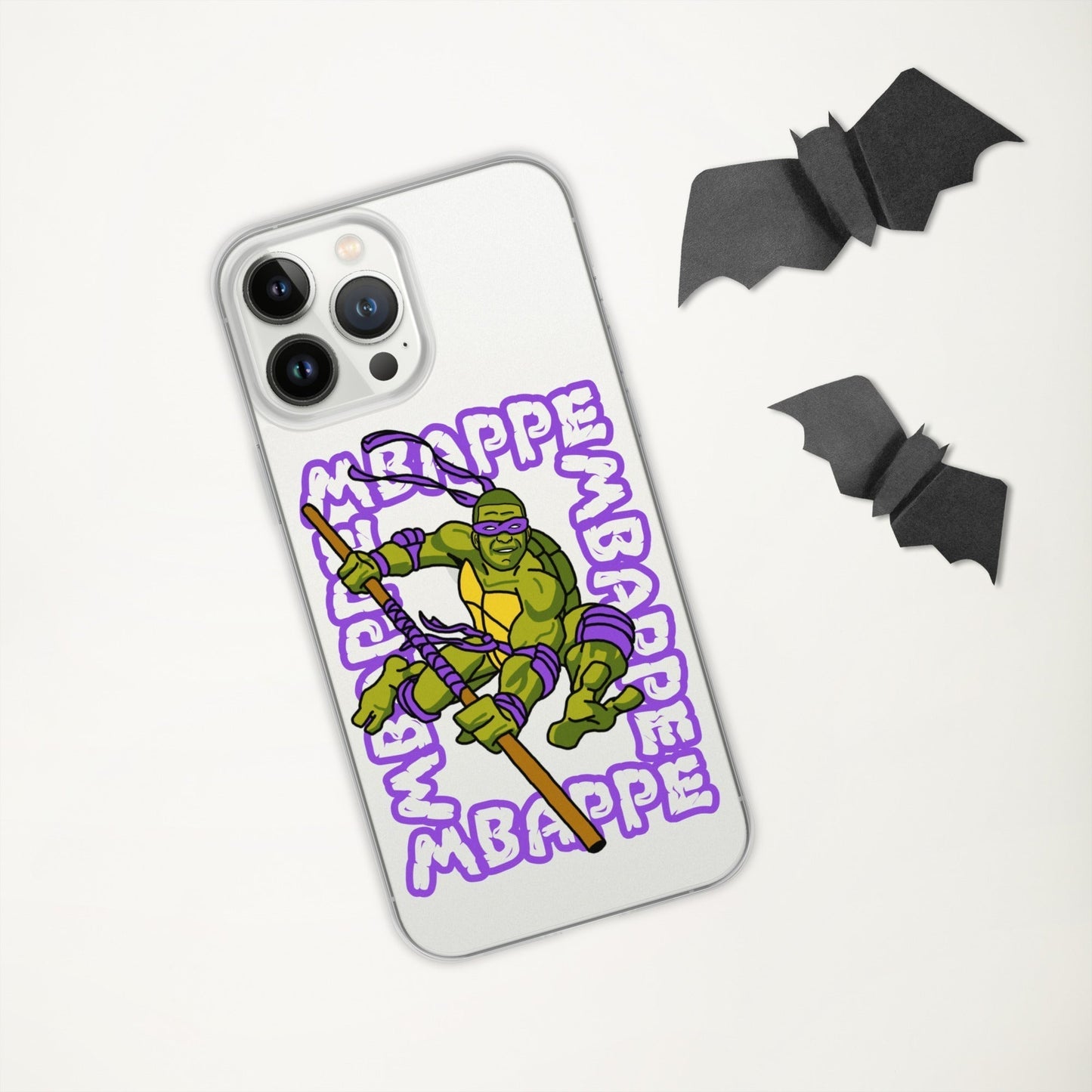 Kylian Mbappe Purple Ninja Turtle Donatello Clear Case for iPhone® Mobile Phone Cases Football Kylian Mbappe Ninja Turtles PSG Real Madrid Next Cult Brand