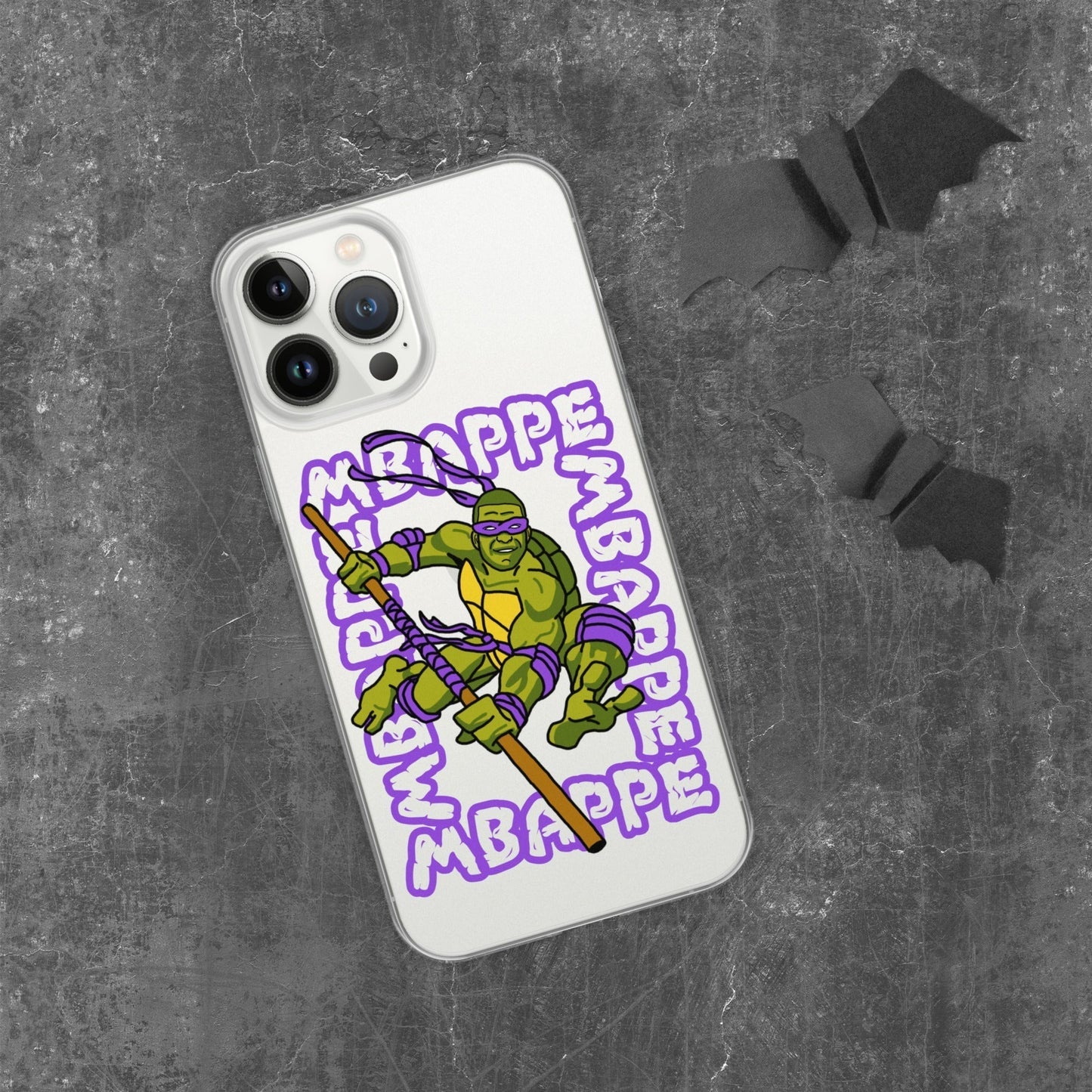 Kylian Mbappe Purple Ninja Turtle Donatello Clear Case for iPhone® iPhone 13 Pro Max Mobile Phone Cases Football Kylian Mbappe Ninja Turtles PSG Real Madrid Next Cult Brand
