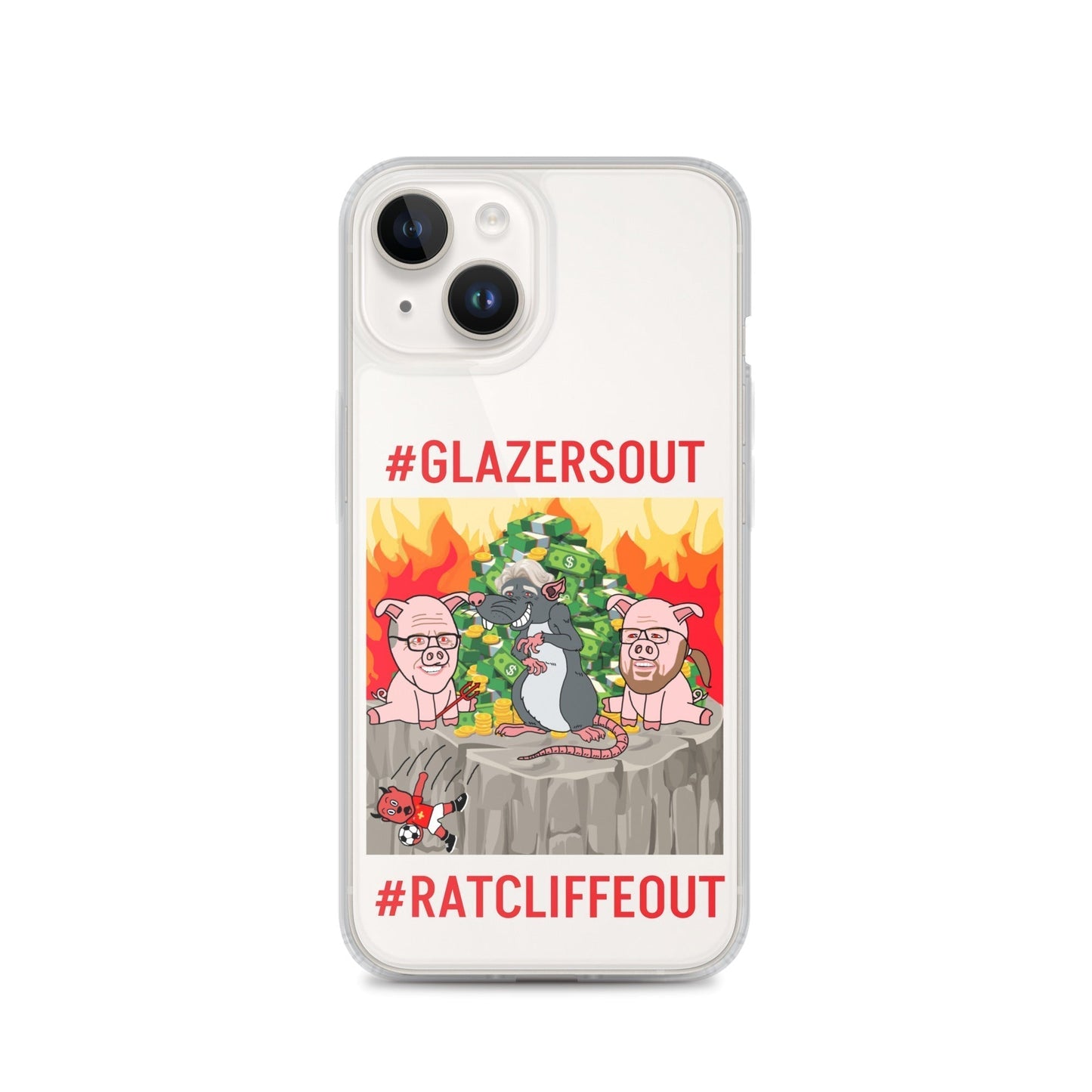 Manchester United Ratcliffe Out, Glazers Out Clear Case for iPhone® iPhone 14 Mobile Phone Cases Football GlazersOut Manchester United RatcliffeOut Next Cult Brand