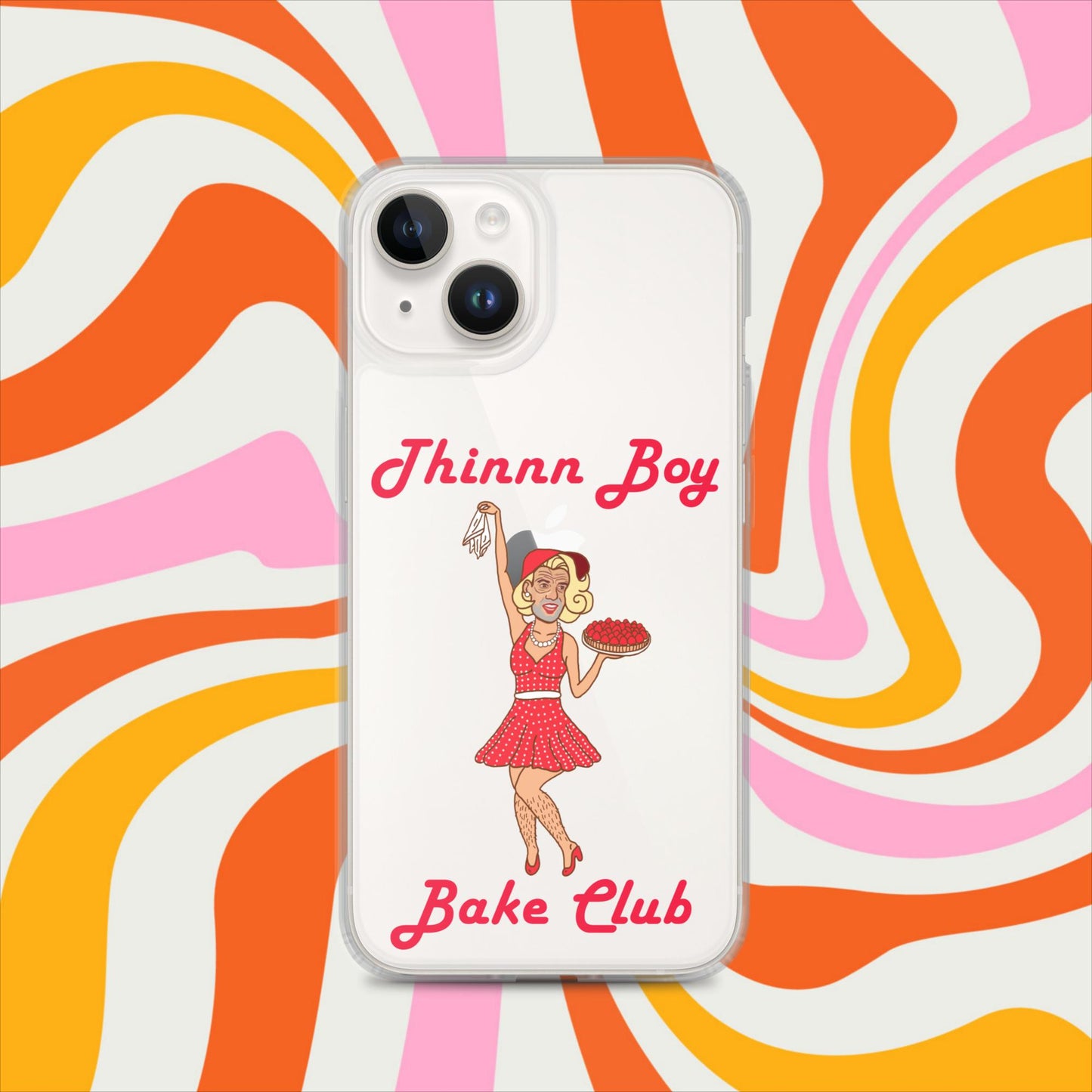Thinnn Boy Bake Club The Fighter and The Kid TFATK Podcast Comedy 60s retro housewife Bryan Callen Clear Case for iPhone iPhone 14 Mobile Phone Cases Bryan Callen Podcasts Stand-up Comedy The Fighter and The Kid (TFATK) Thinnn Boy Bake Club Next Cult Brand