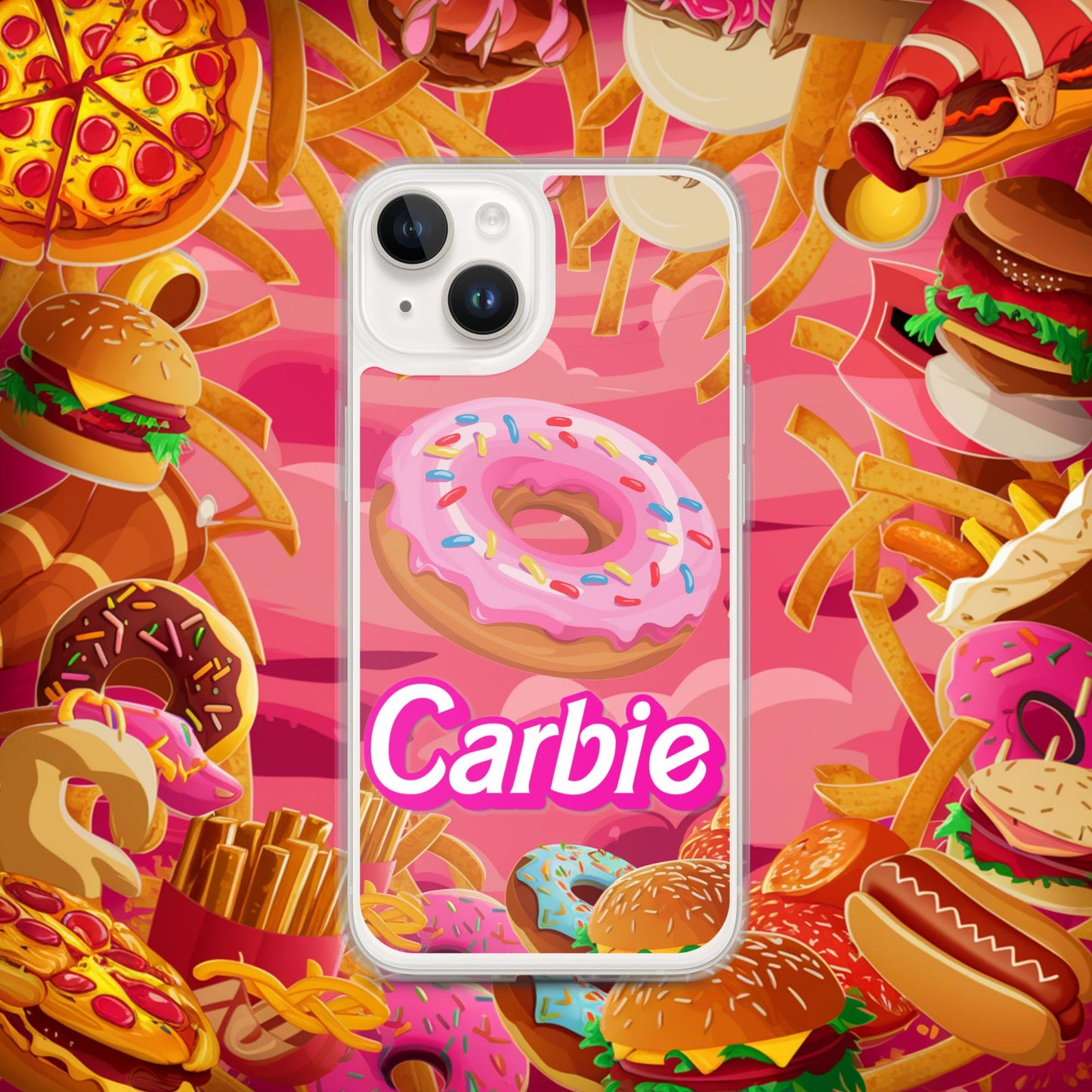 Carbie Barbie I Love Carbs I Love Donuts Clear Case for iPhone iPhone 14 Mobile Phone Cases Barbie Carbie Donuts Fast Food Ken Movies Next Cult Brand