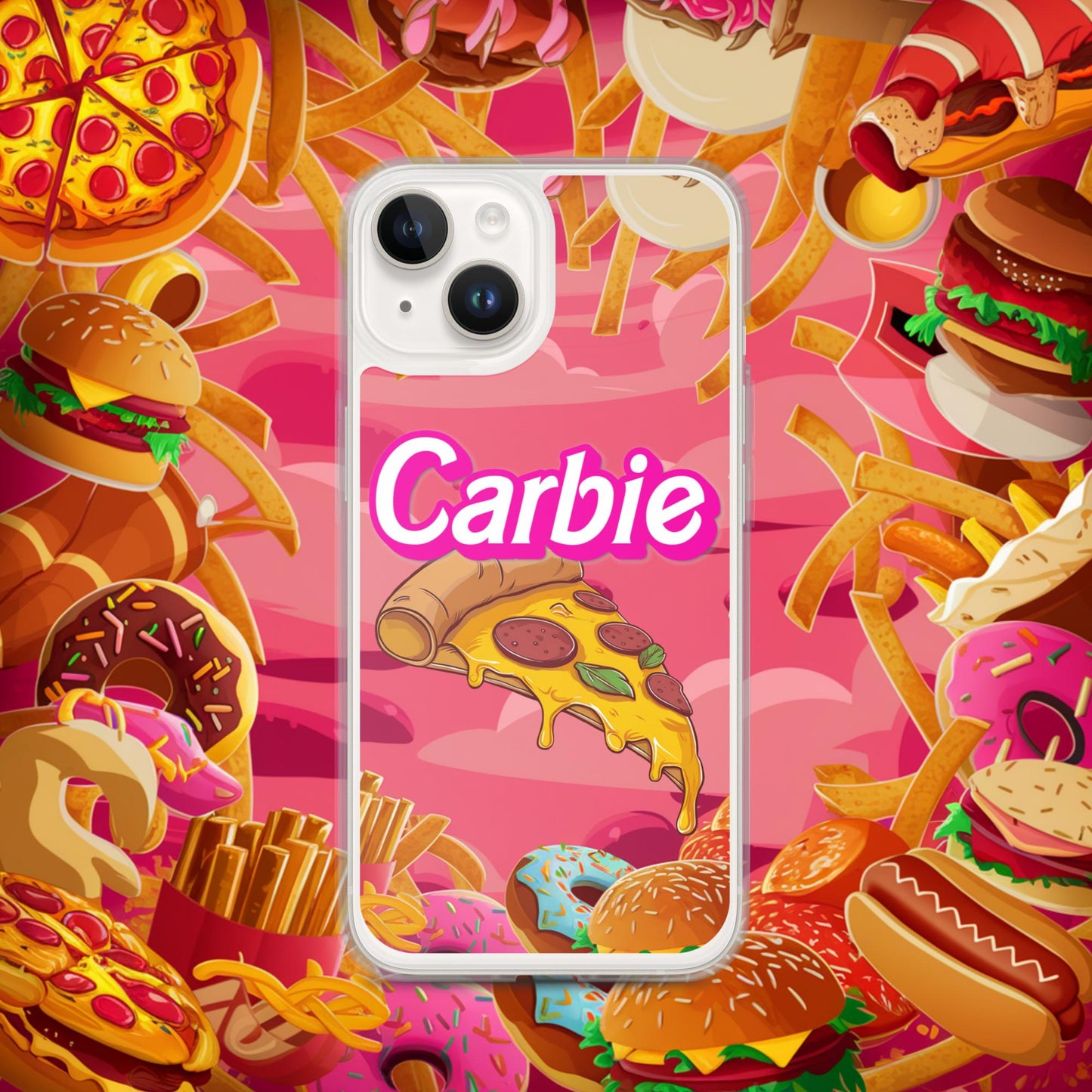 Carbie Barbie I Love Carbs I Love Pizza Clear Case for iPhone iPhone 14 Mobile Phone Cases Barbie Carbie Fast Food Ken Movies Pizza Next Cult Brand
