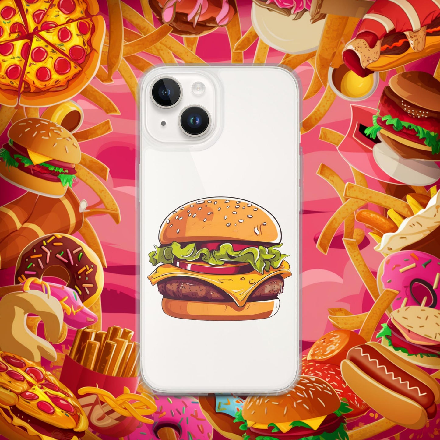 Cheeseburger I Love Burgers Clear Case for iPhone iPhone 14 Mobile Phone Cases Burgers Fast Food Next Cult Brand