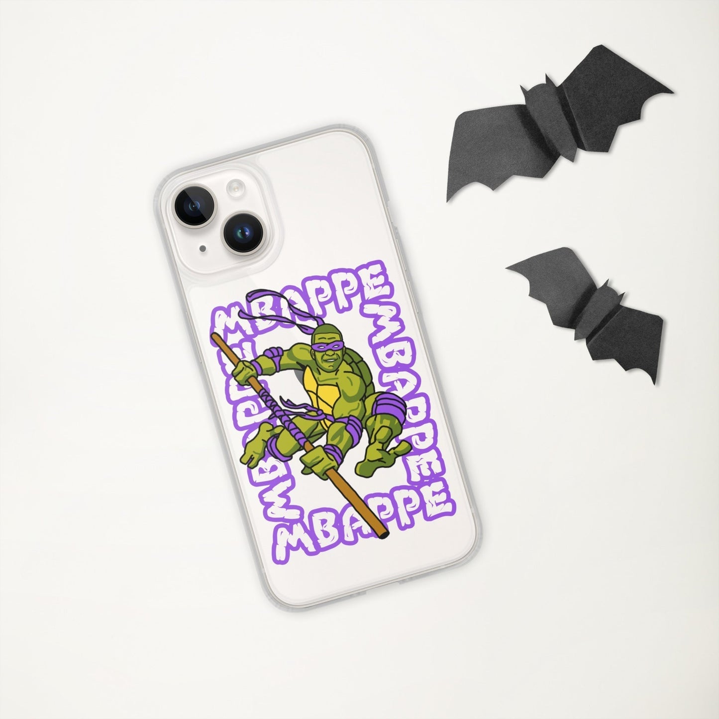 Kylian Mbappe Purple Ninja Turtle Donatello Clear Case for iPhone® Mobile Phone Cases Football Kylian Mbappe Ninja Turtles PSG Real Madrid Next Cult Brand