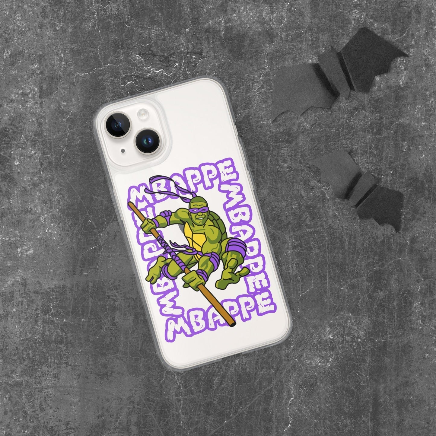 Kylian Mbappe Purple Ninja Turtle Donatello Clear Case for iPhone® iPhone 14 Mobile Phone Cases Football Kylian Mbappe Ninja Turtles PSG Real Madrid Next Cult Brand