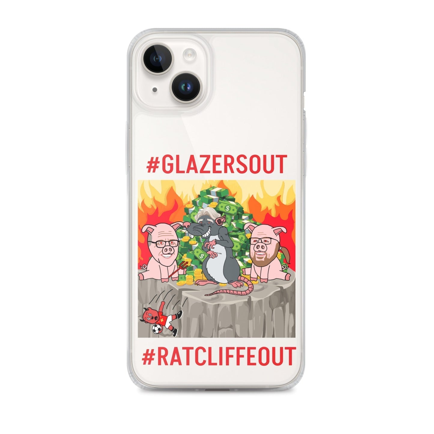 Manchester United Ratcliffe Out, Glazers Out Clear Case for iPhone® iPhone 14 Plus Mobile Phone Cases Football GlazersOut Manchester United RatcliffeOut Next Cult Brand