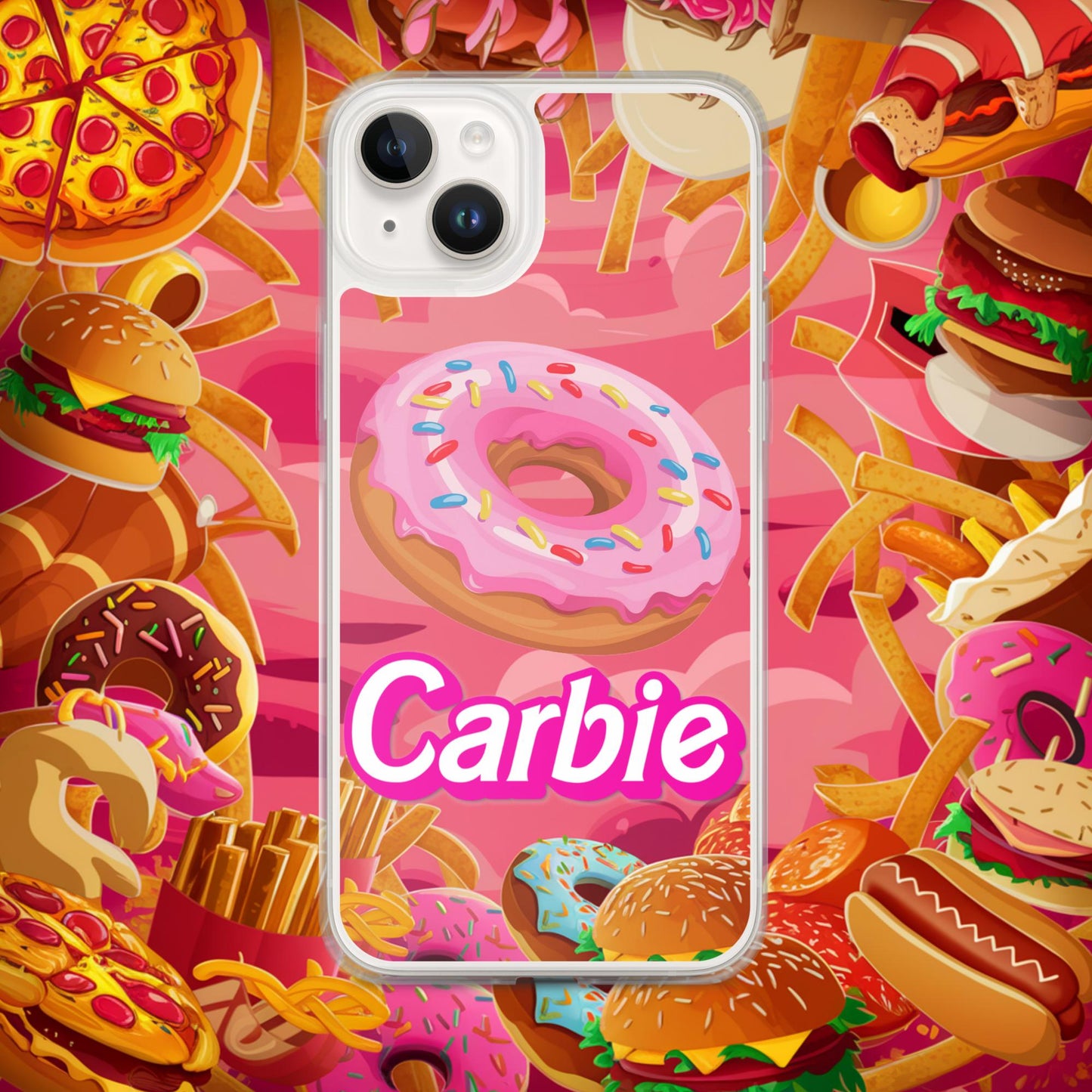 Carbie Barbie I Love Carbs I Love Donuts Clear Case for iPhone iPhone 14 Plus Mobile Phone Cases Barbie Carbie Donuts Fast Food Ken Movies Next Cult Brand